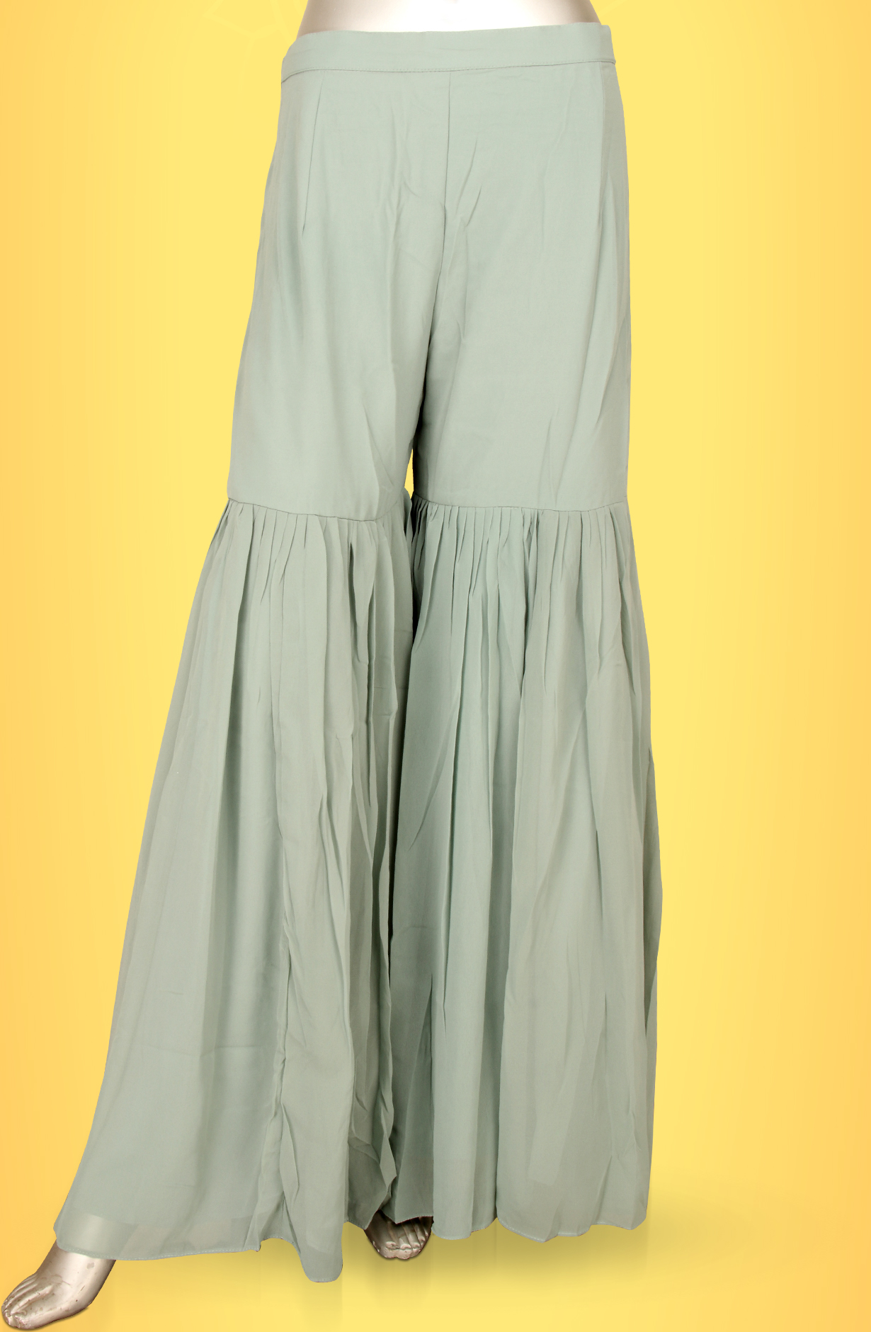 Sea Green Designer Georgette Partywear Readymade Sharara Suit - 131-D5918A