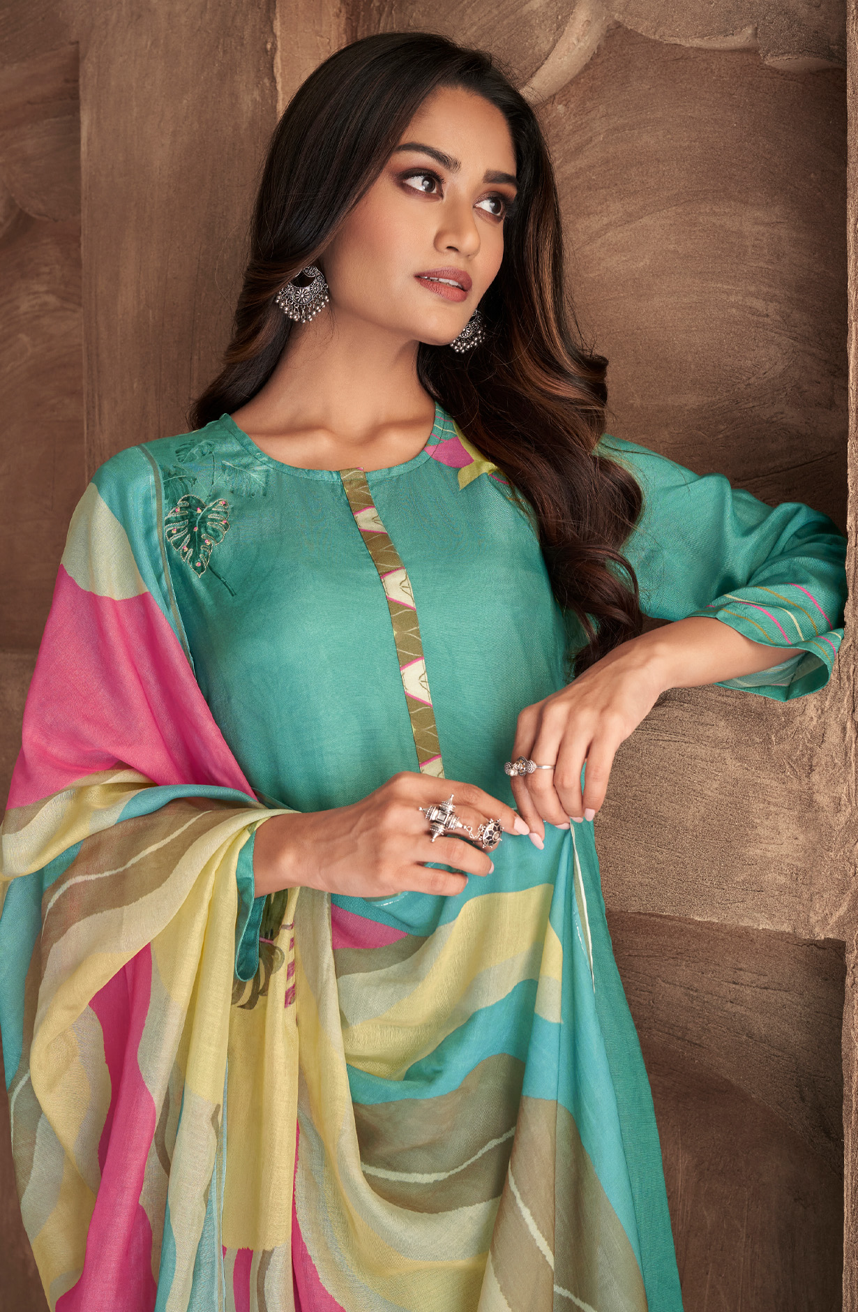 Sea Green Cotton Digital Printed Unstitched Salwar Kameez - ITR539