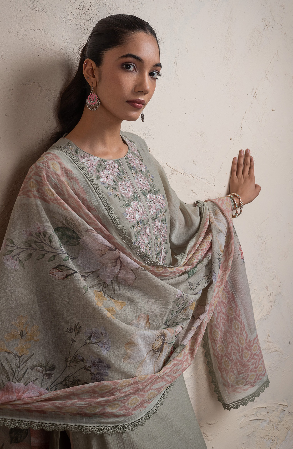 Mehndi Pure Mul chanderi beautiful Suit Set with Dupatta - R157-SPR2688A