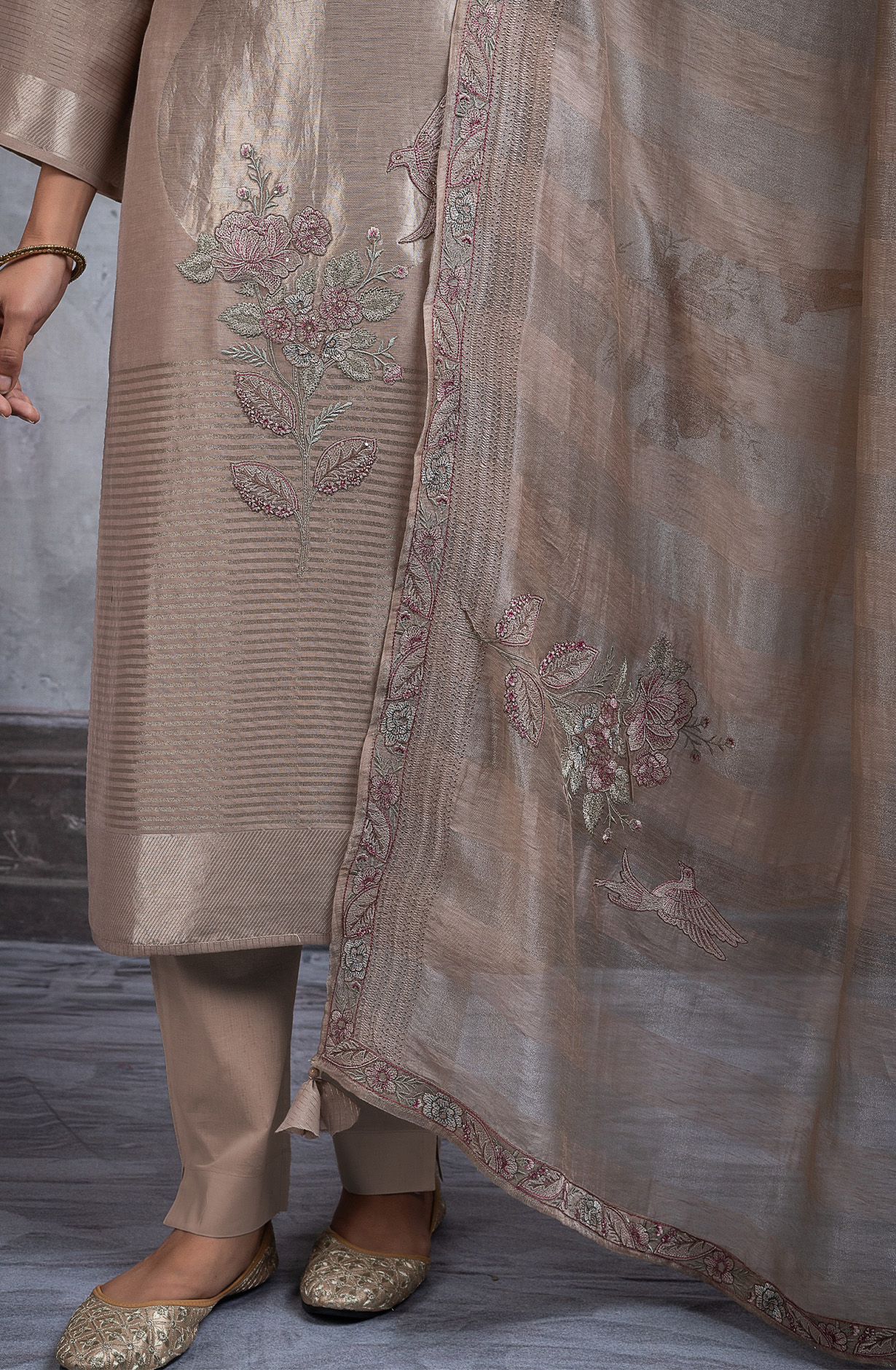Mehndi Pure mul chanderi embroidered Suit Set with Dupatta - R157-SPR2697A