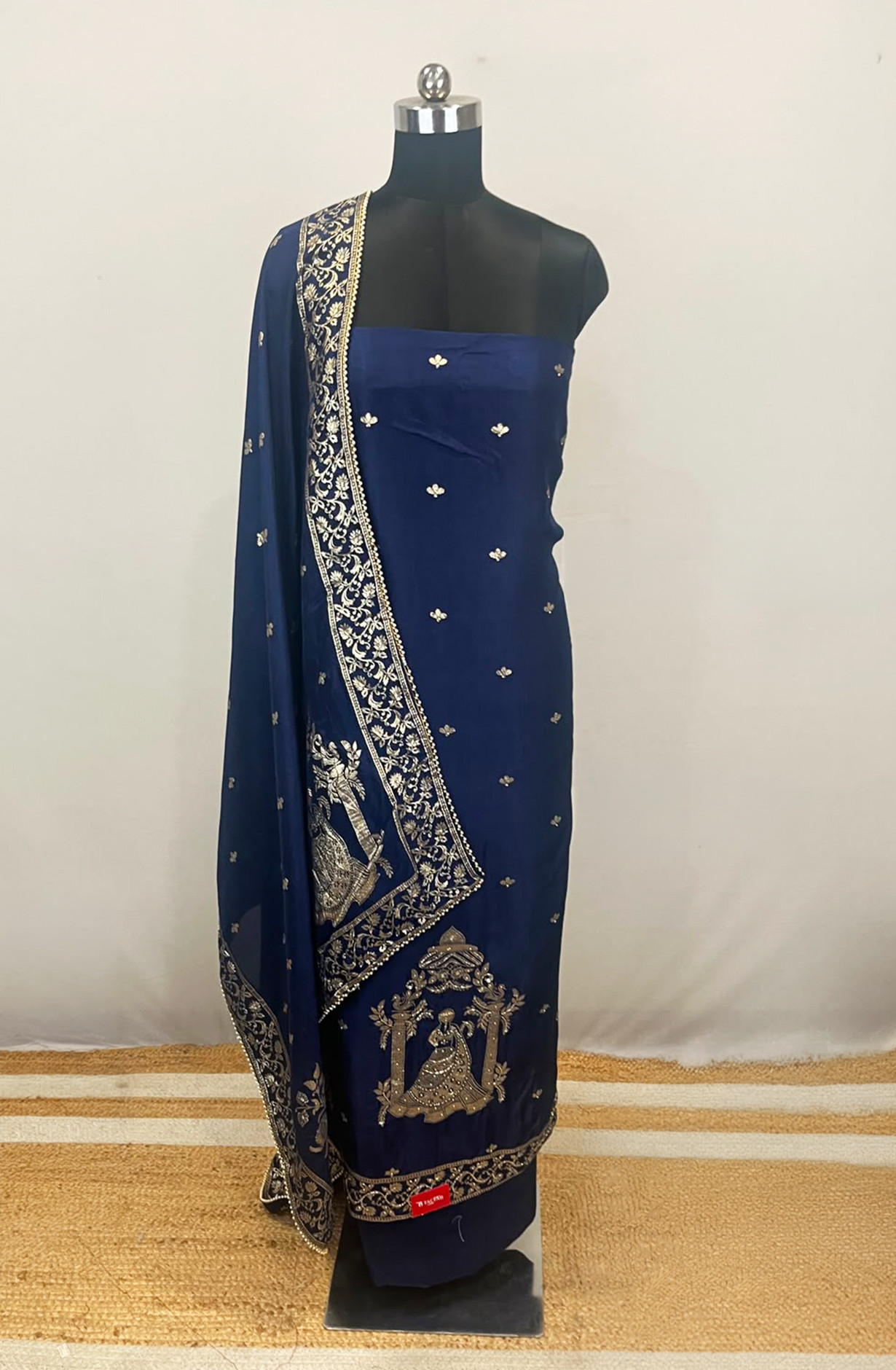 Blue Silk Unstitched Suit Set with Beautiful Dupatta - 693-JFJ944