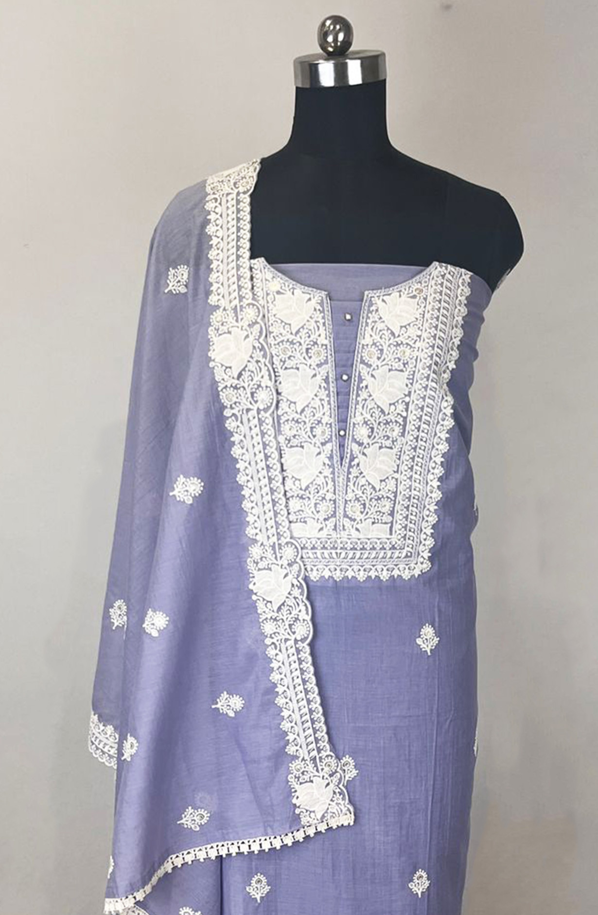 Purple Mul Chanderi Unstitched Beautiful Suit Set with Dupatta -  824-2539