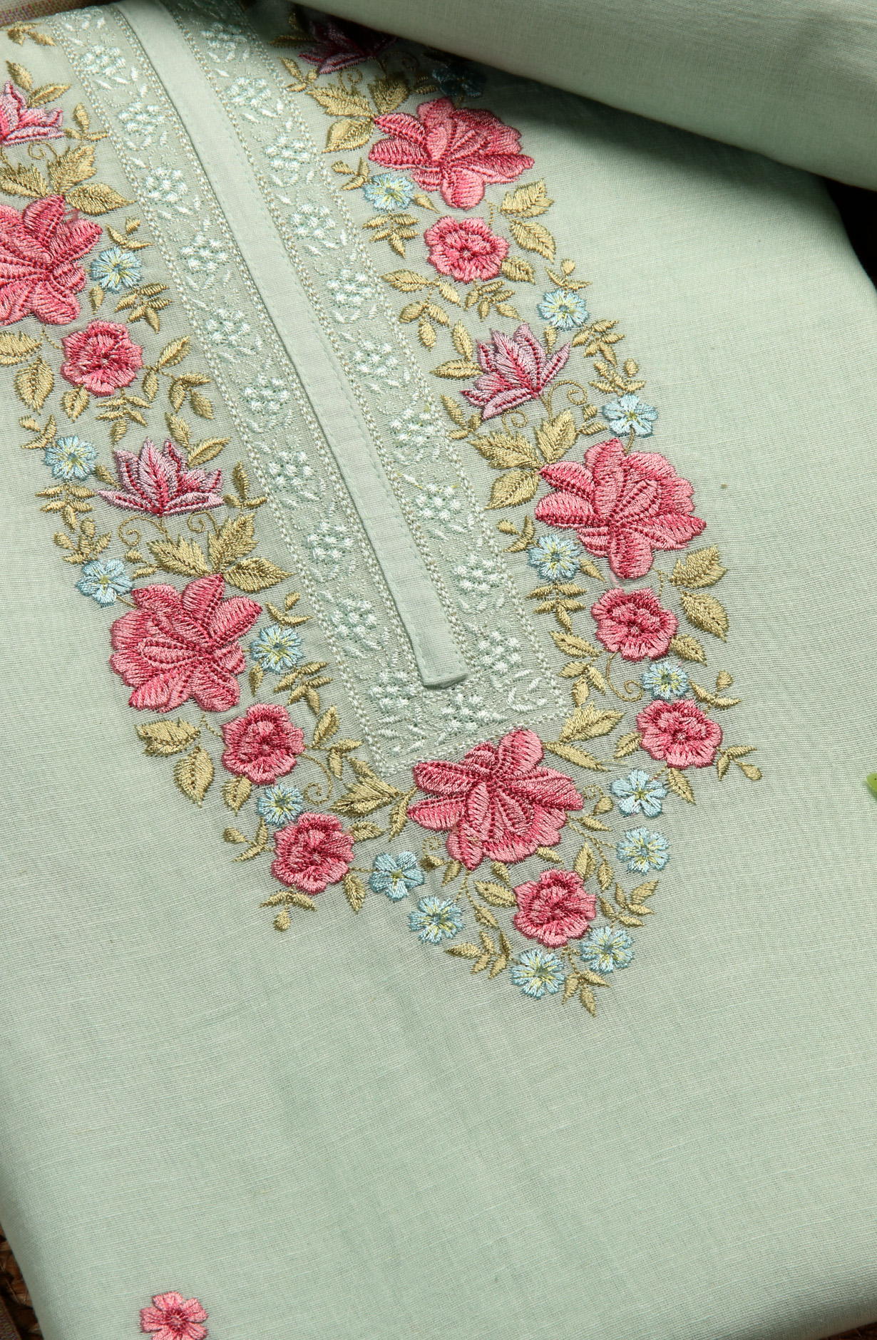 Sea Green Cotton Embroidered Salwar Kameez with Dupatta - R157-SPR1523B