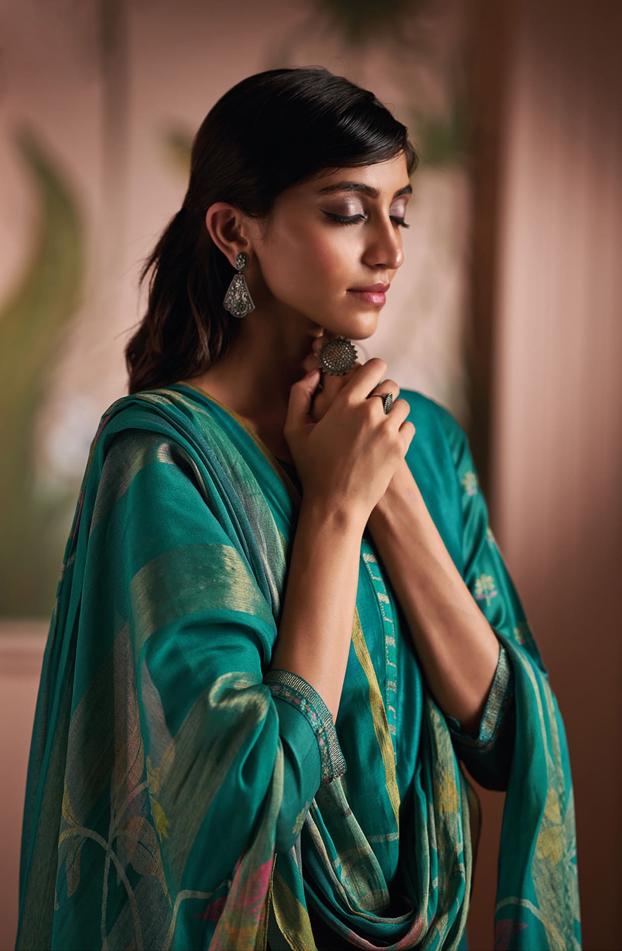 Firozi Silk Digital Printed Salwar Kameez Suit-set - SHAC1134