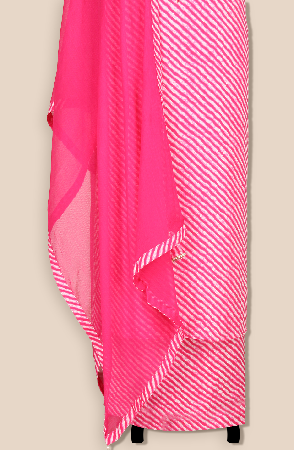 Rani Pink Cotton Unstitched Leheriya Print Suit with Chiffon Dupatta - 693-JDF2832