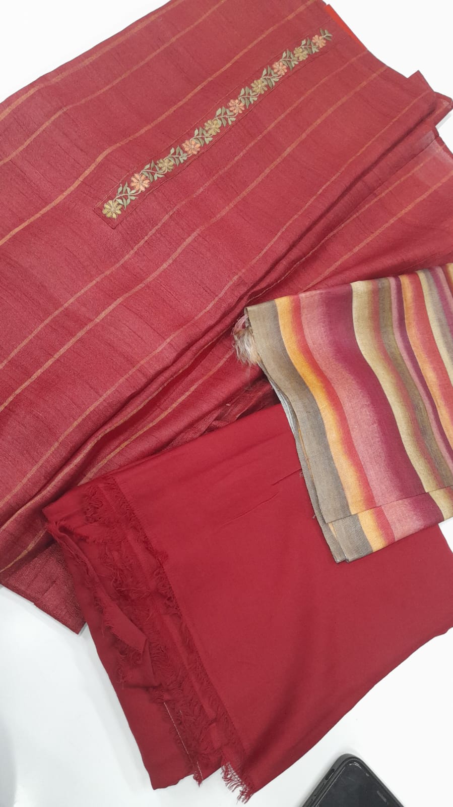 Exclusive Pure Tussar Beautiful Silk Unstitched Suit with Dupatta - 641-1896A