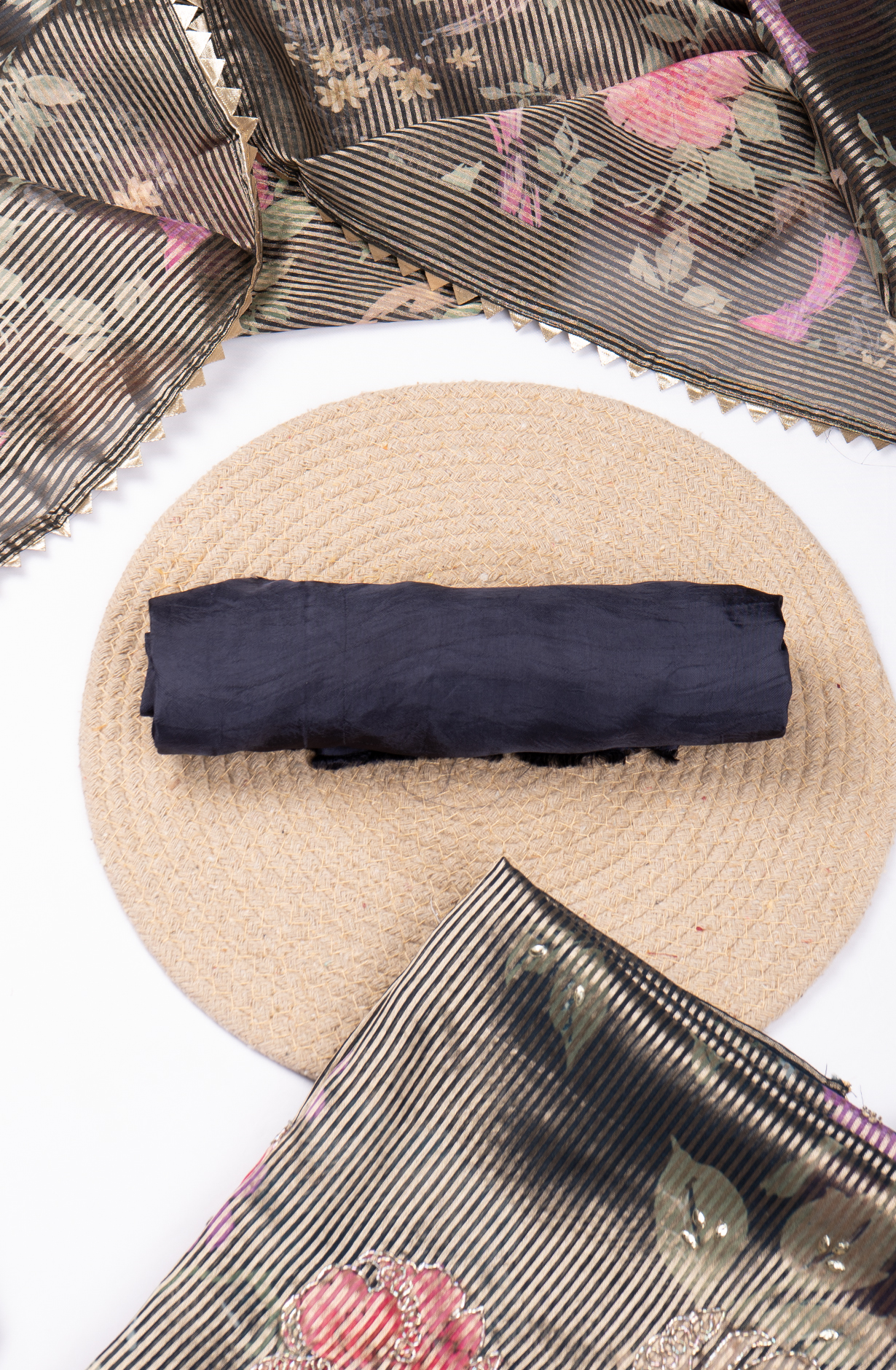 Blue Tissue Beautiful Suit Set with Dupatta - 669-18214A