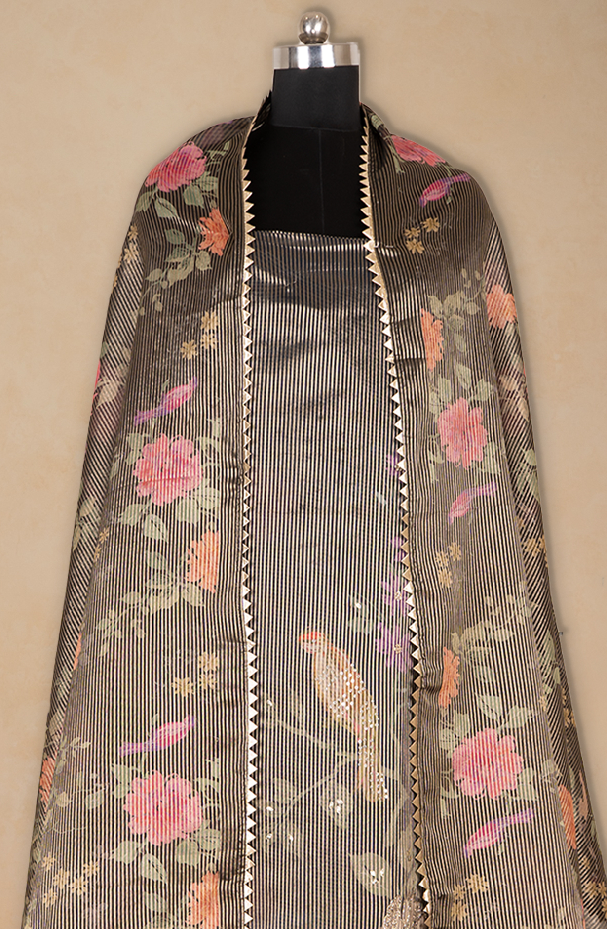 Blue Tissue Beautiful Suit Set with Dupatta - 669-18214A