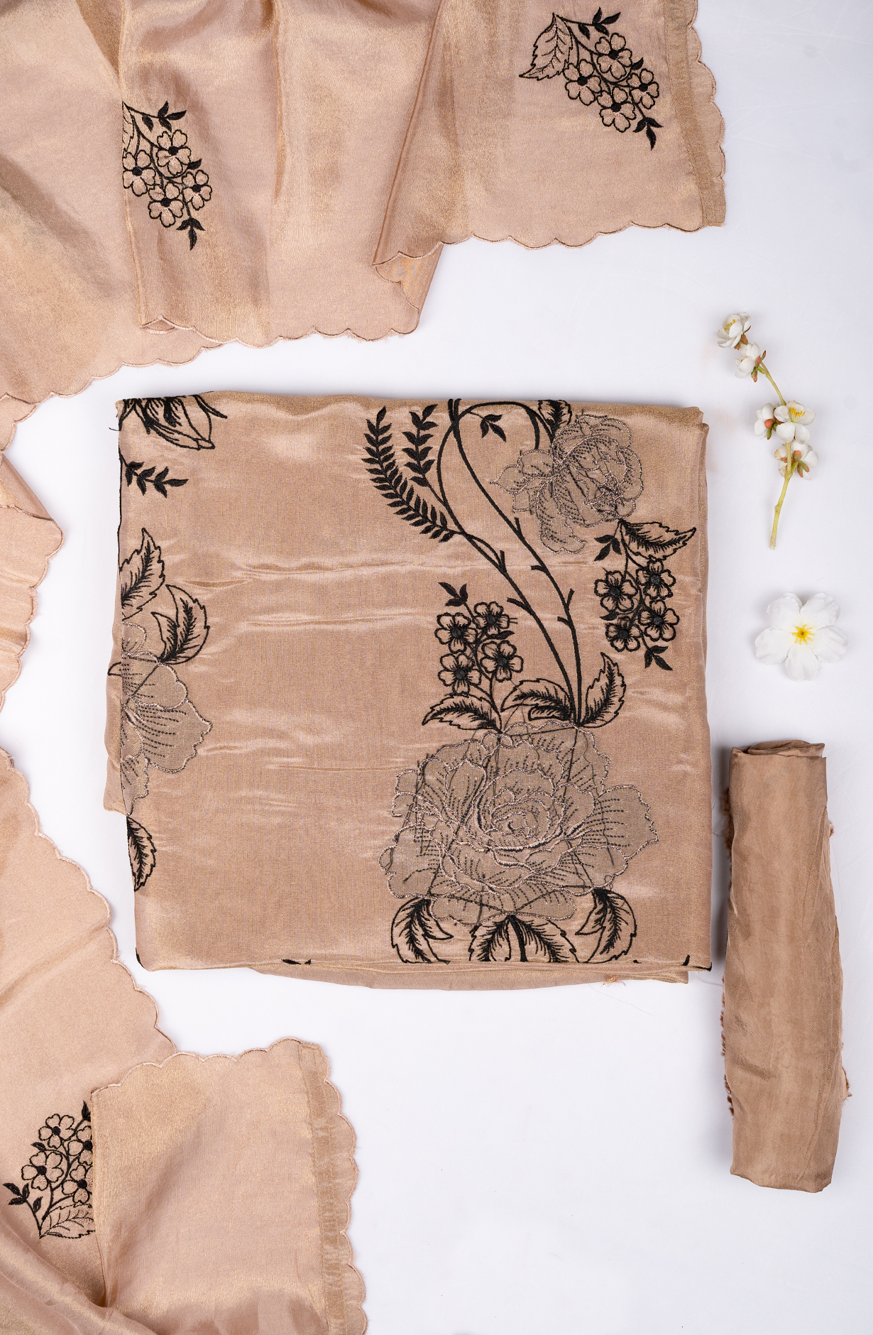 Fawn Shimmer Beautiful Suit Set with Dupatta - 669-19443