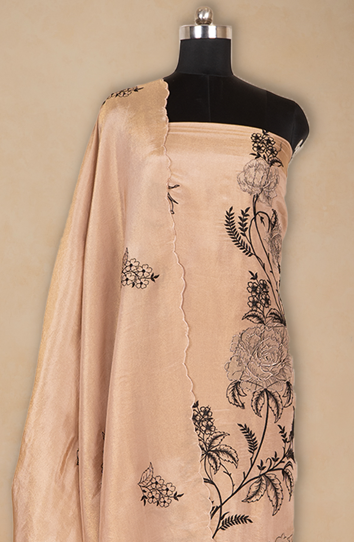 Fawn Shimmer Beautiful Suit Set with Dupatta - 669-19443