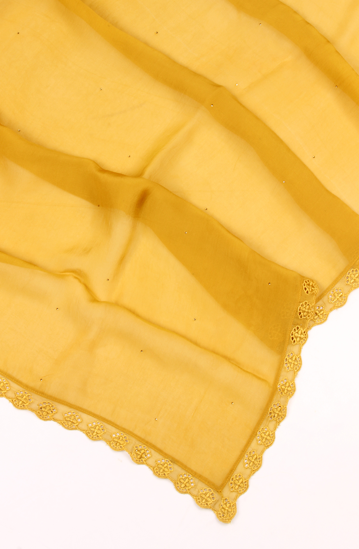 Mustard Designer Organza Unstitched Salwar Kameez - SMPL-05