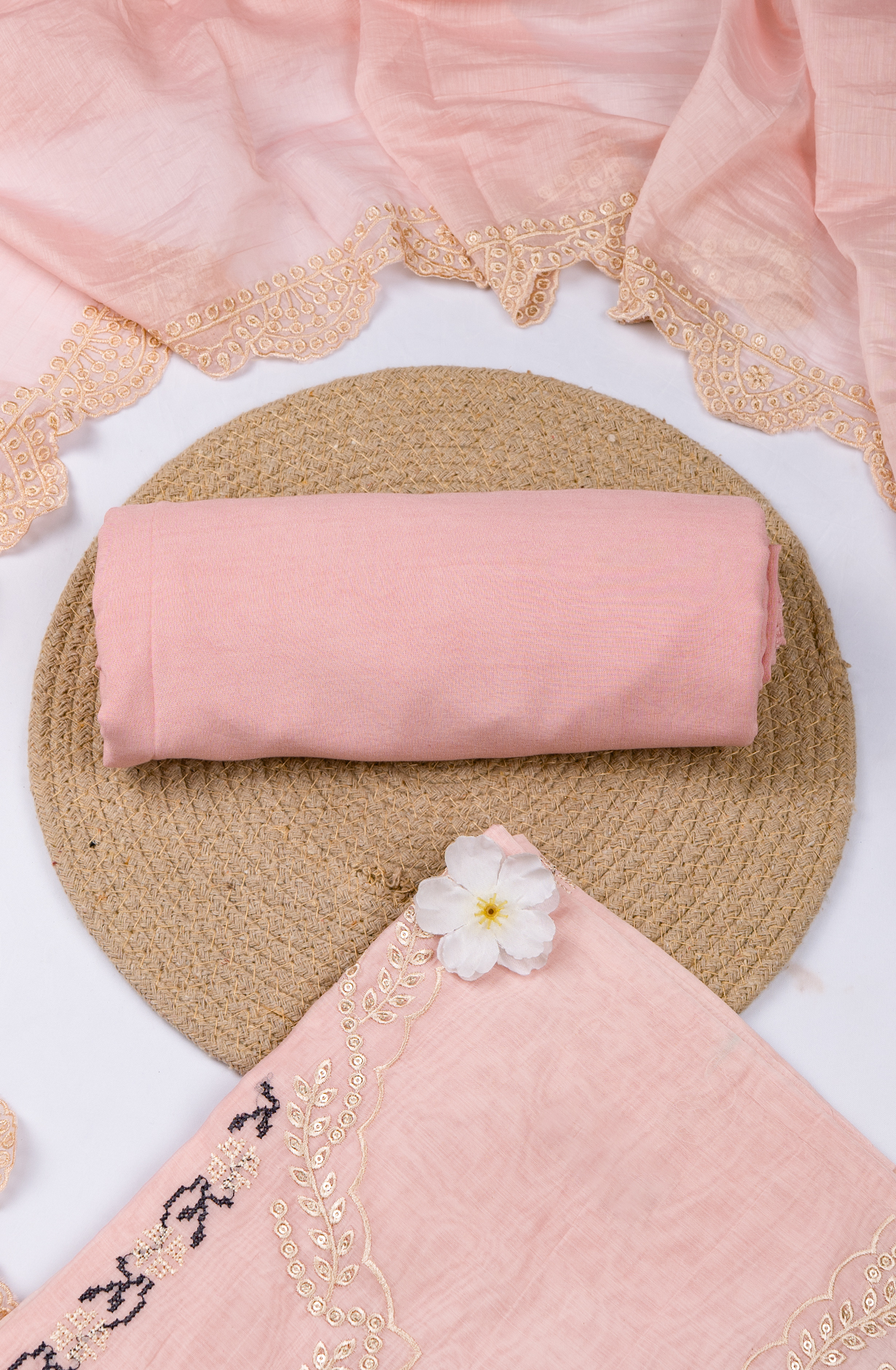 Pink Chanderi Embroidered Suit Set with Dupatta - 678-7994A