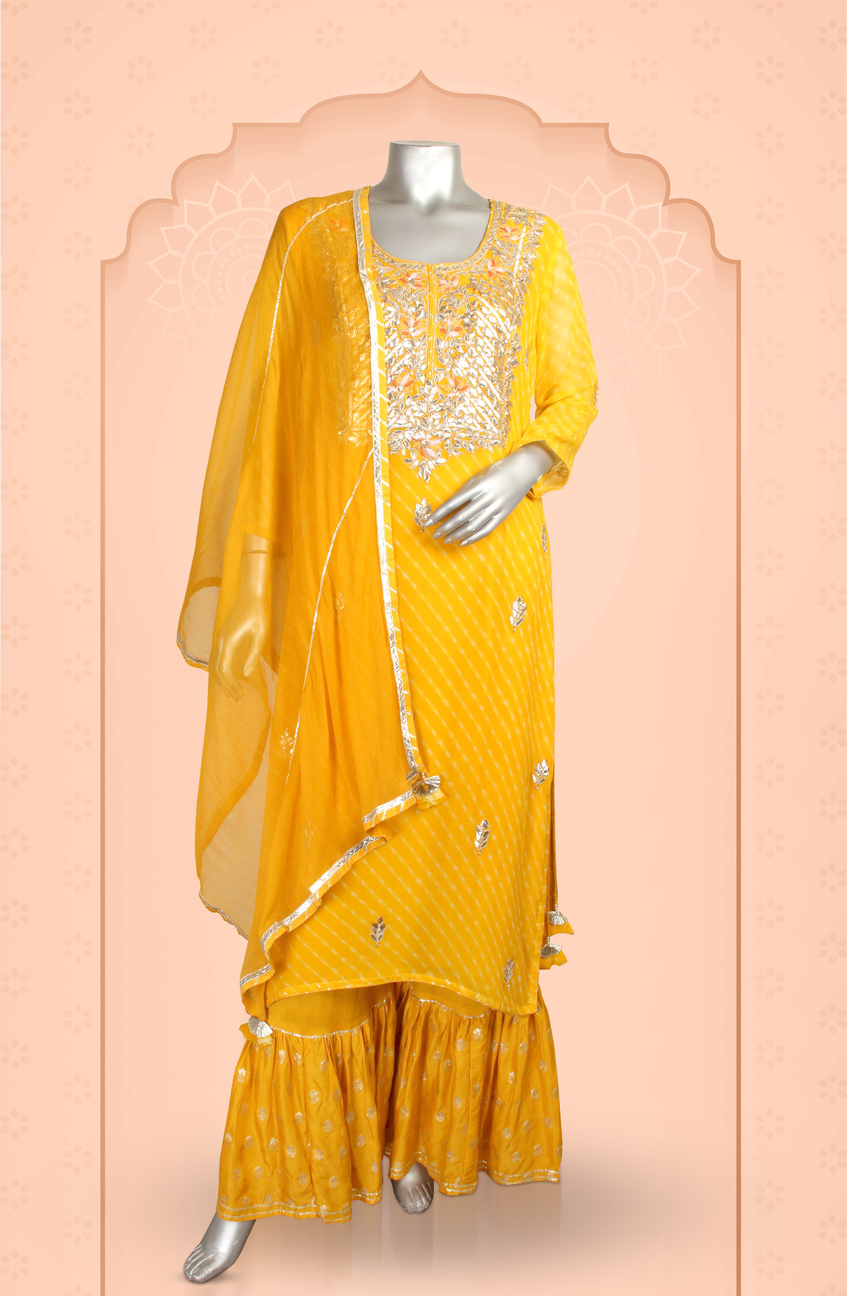 Designer Yellow Ready-to-Wear Georgette Sharara Suit with Chiffon Dupatta - 691-F7069-6A