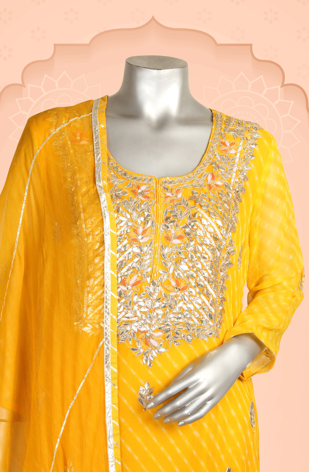 Designer Yellow Ready-to-Wear Georgette Sharara Suit with Chiffon