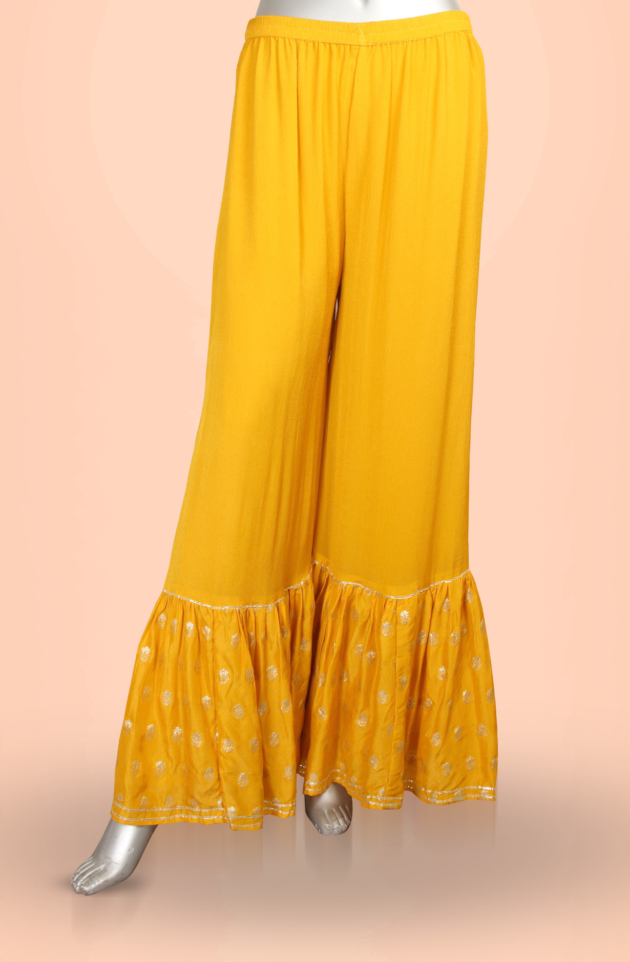 Designer Yellow Ready-to-Wear Georgette Sharara Suit with Chiffon Dupatta - 691-F7069-6A