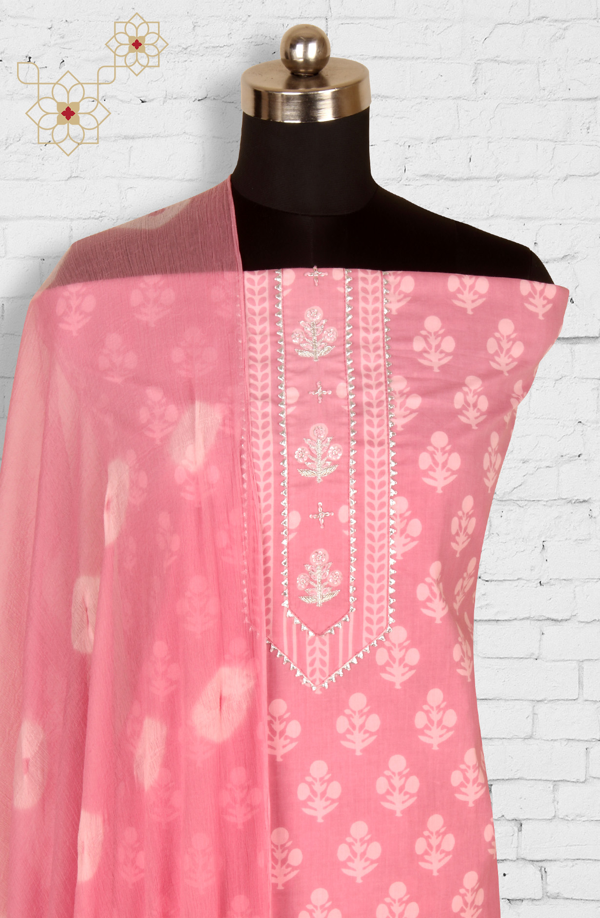 Mauve Cotton Unstitched Salwar suit with Chiffon Dupatta - 693-AAJ1315