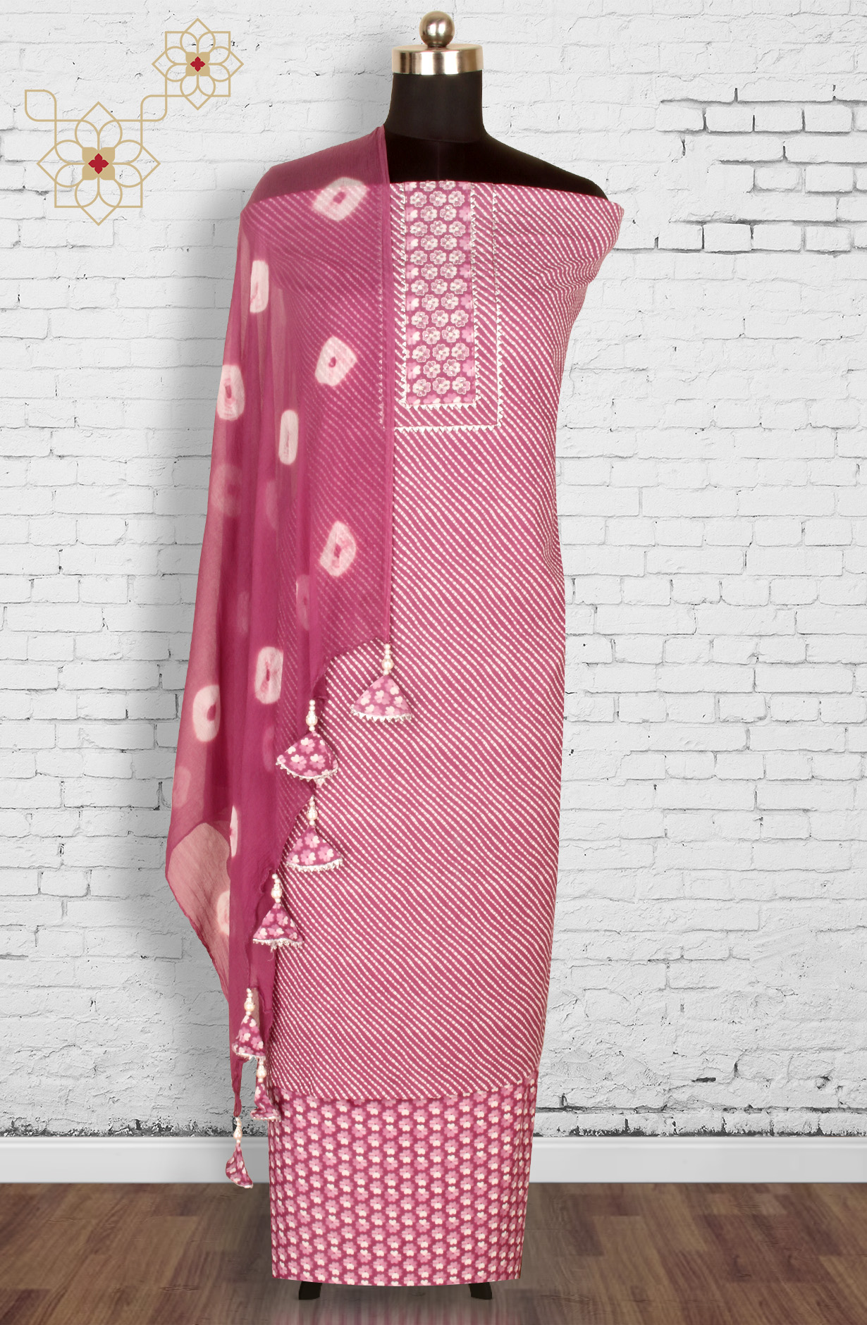 Purple Cotton Printed Unstitched Salwar Suit with Chiffon Dupatta - 693-AAJ1325A