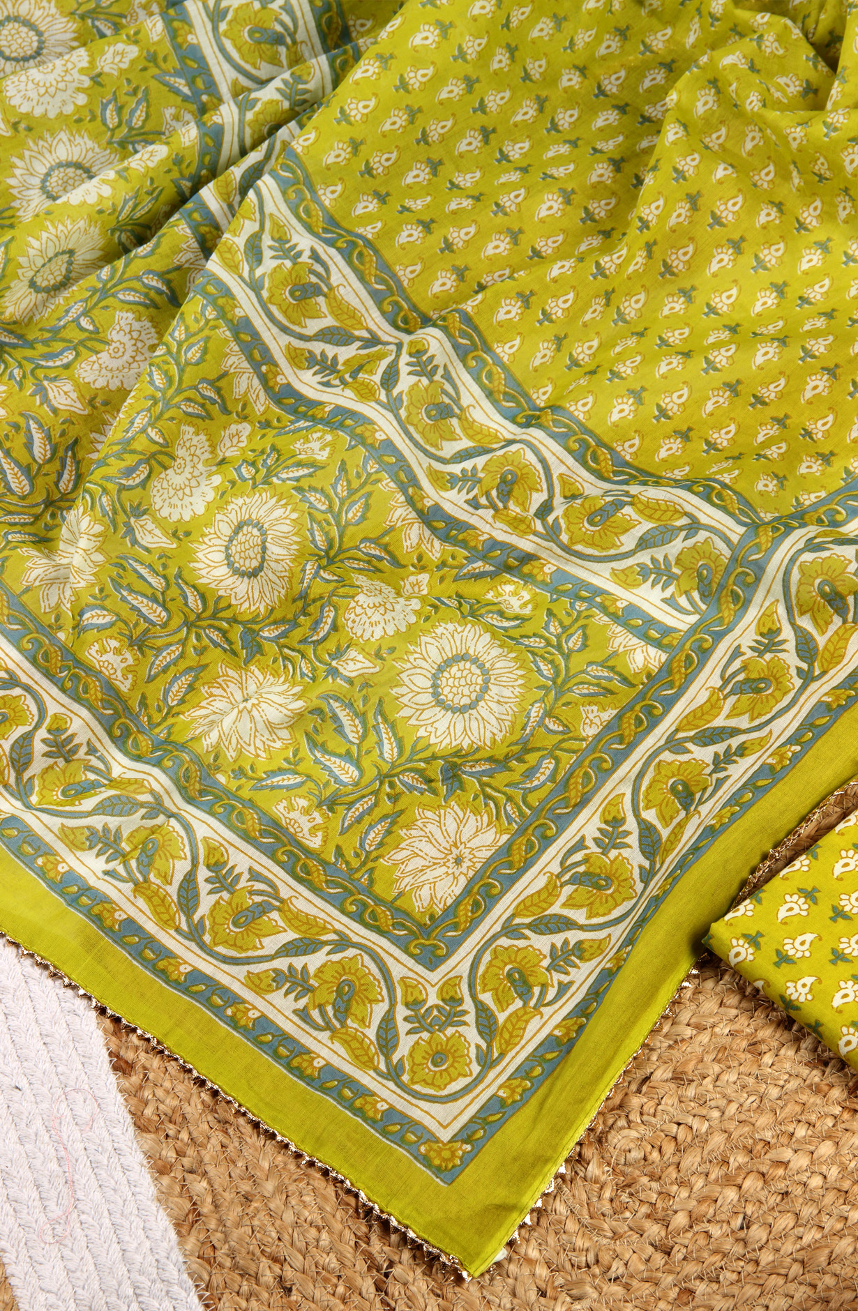 Mehndi Cotton Printed Salwar Suit-sets - 693-AGJ50178A