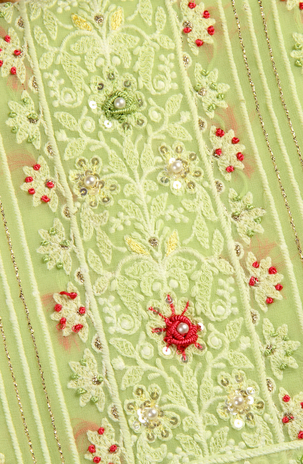 Parrot Green Designer Georgette Embroidered Suit with Chiffon Dupatta - 693-ATD18002B