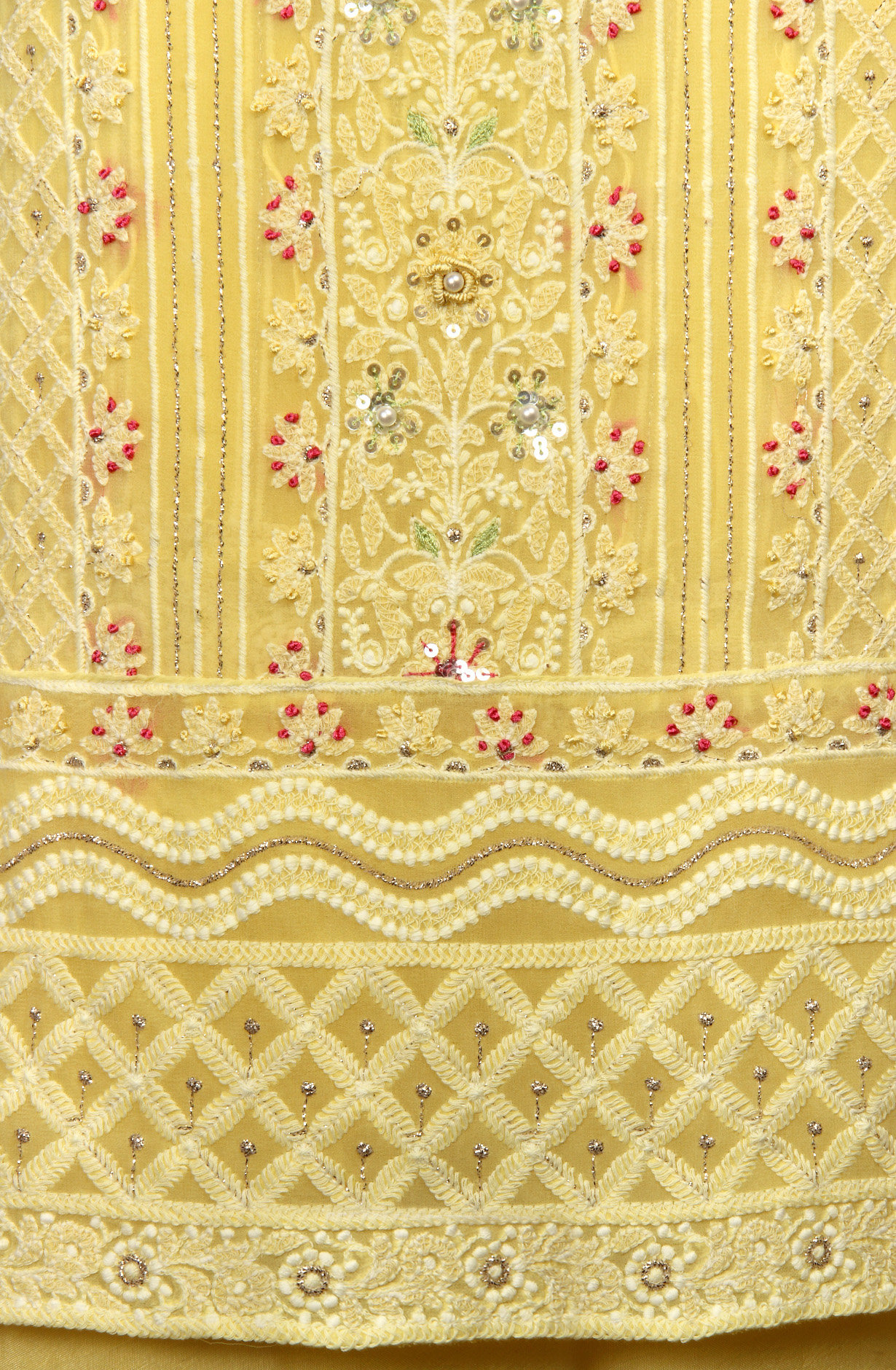 Yellow Designer Georgette Embroidered Suit with Chiffon Dupatta - 693-ATD18002C