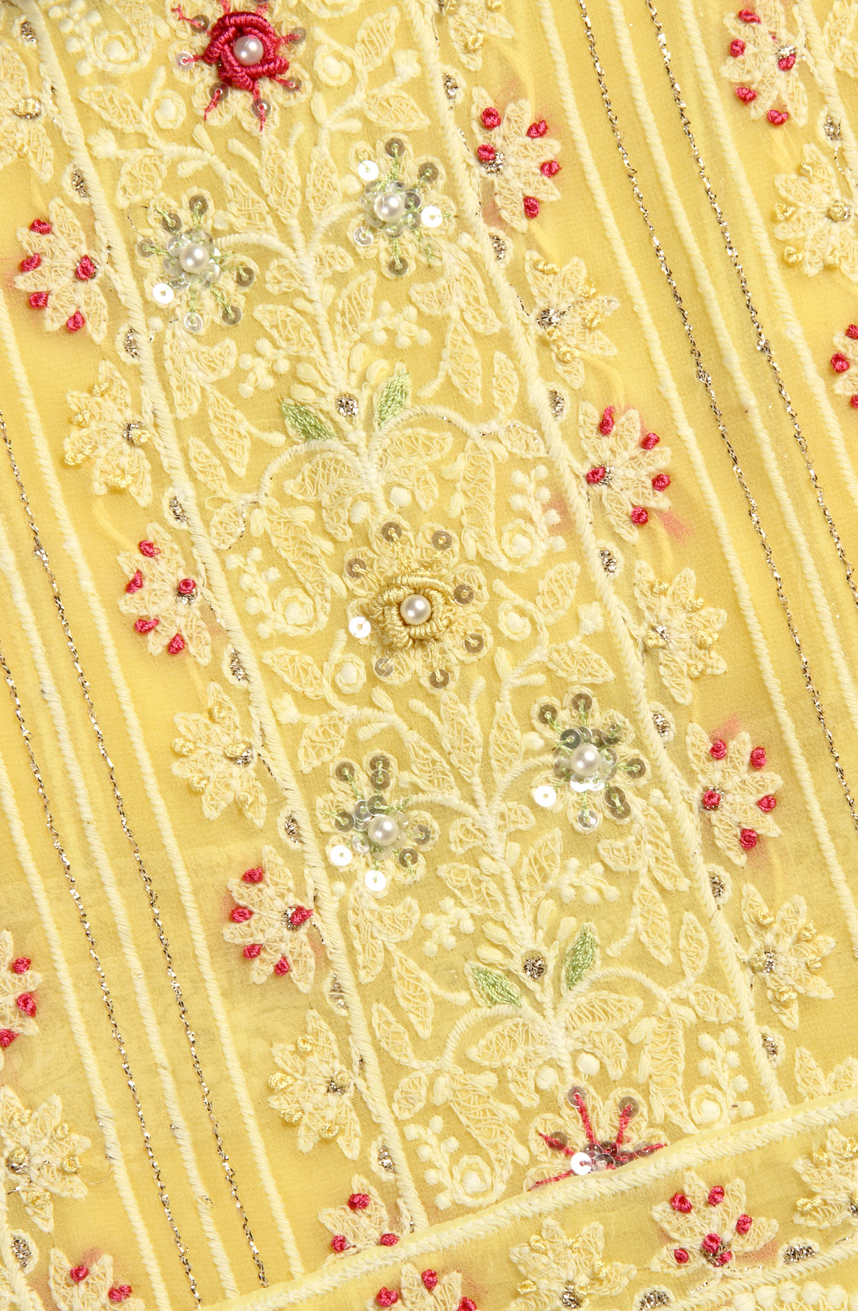 Yellow Designer Georgette Embroidered Suit with Chiffon Dupatta - 693-ATD18002C