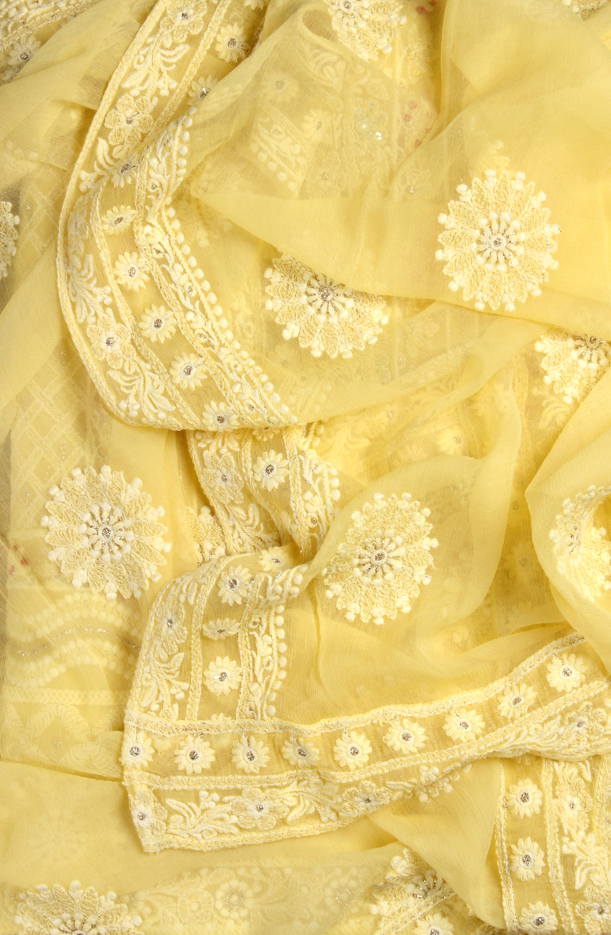 Yellow Designer Georgette Embroidered Suit with Chiffon Dupatta - 693-ATD18002C