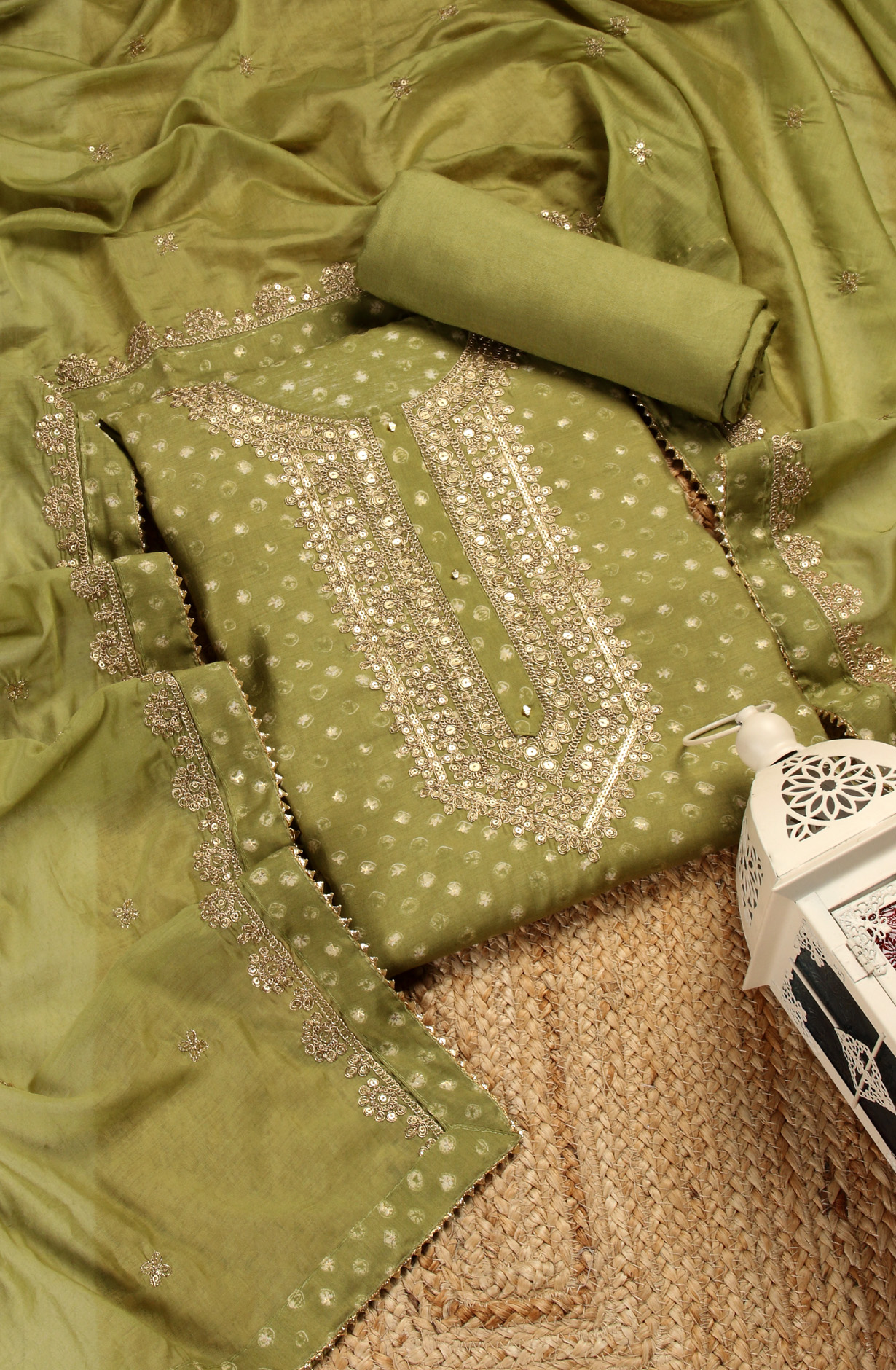 Mehndi Green Modal Salwar Suit with Dupatta - 693-BFC16203
