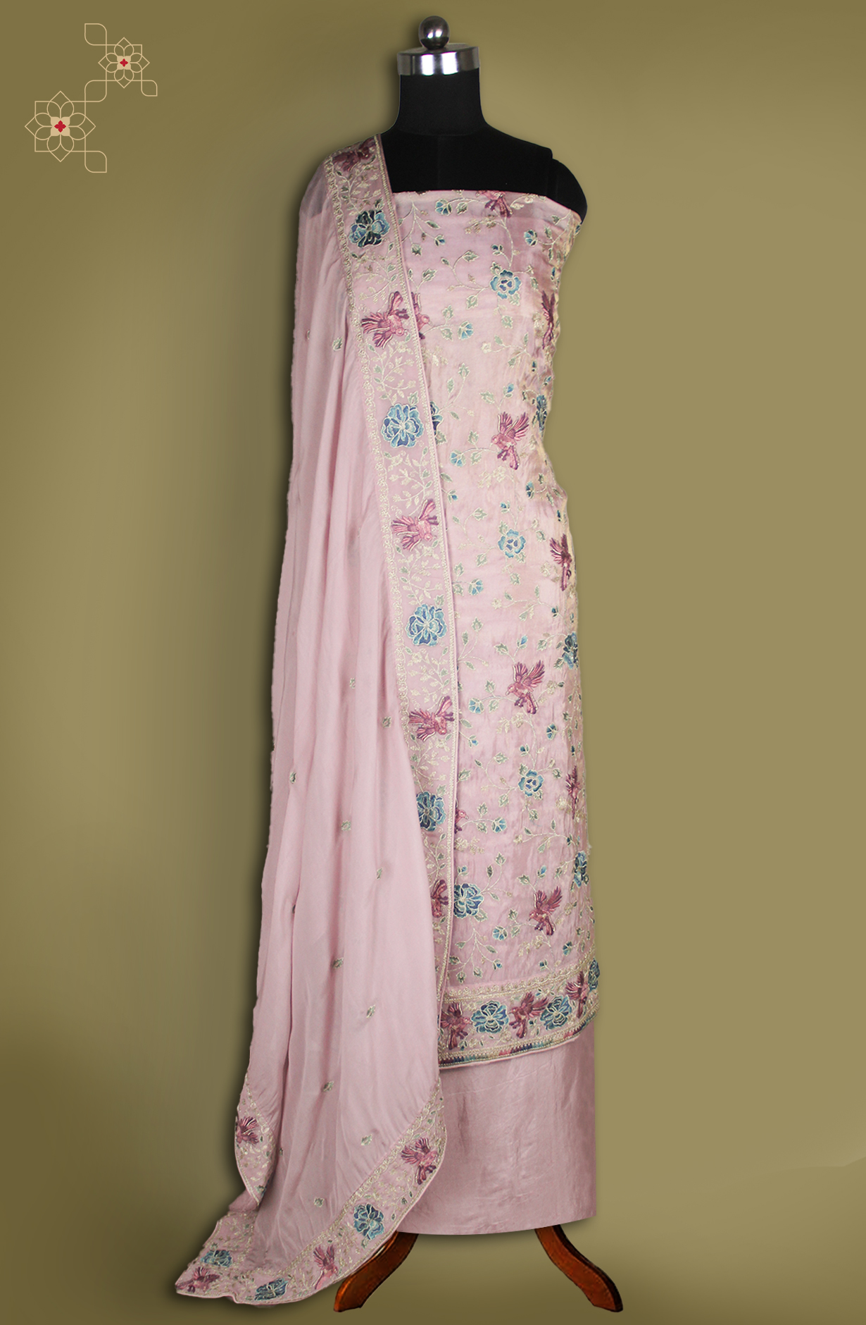 Mauve Silk Suit with Multi Embroidery Work- 693-BGF61058