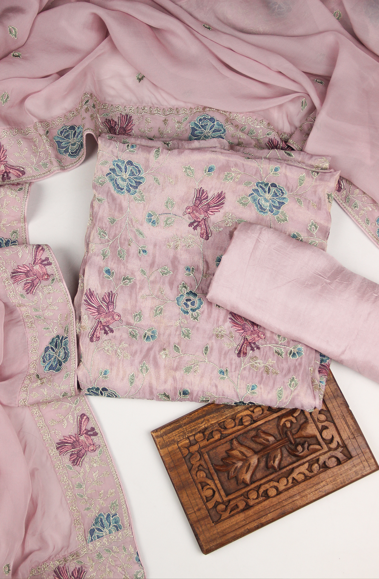 Mauve Silk Suit with Multi Embroidery Work- 693-BGF61058