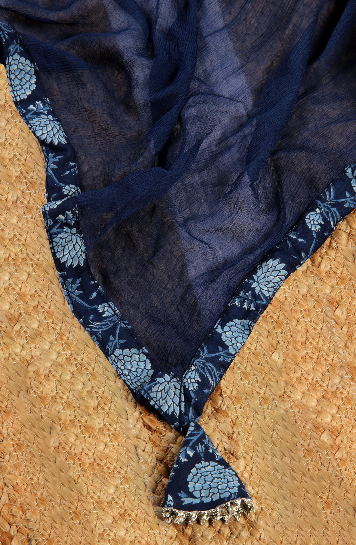 Blue Cotton Printed Salwar Suit with Chiffon Dupatta - 693-CP10602