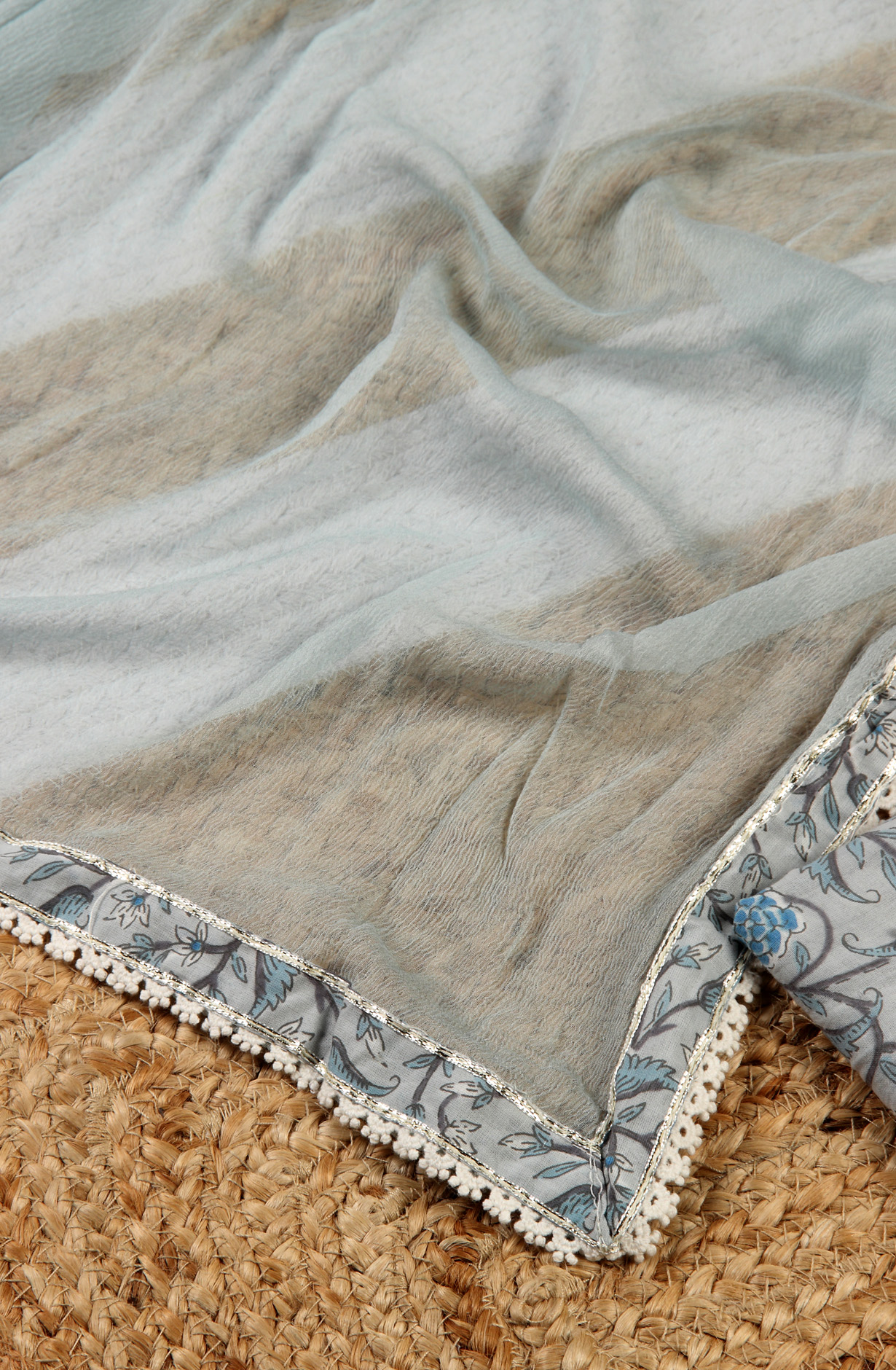 Grey Cotton Printed Unstitched Salwar Suit with Chiffon Dupatta - 693-CP10644