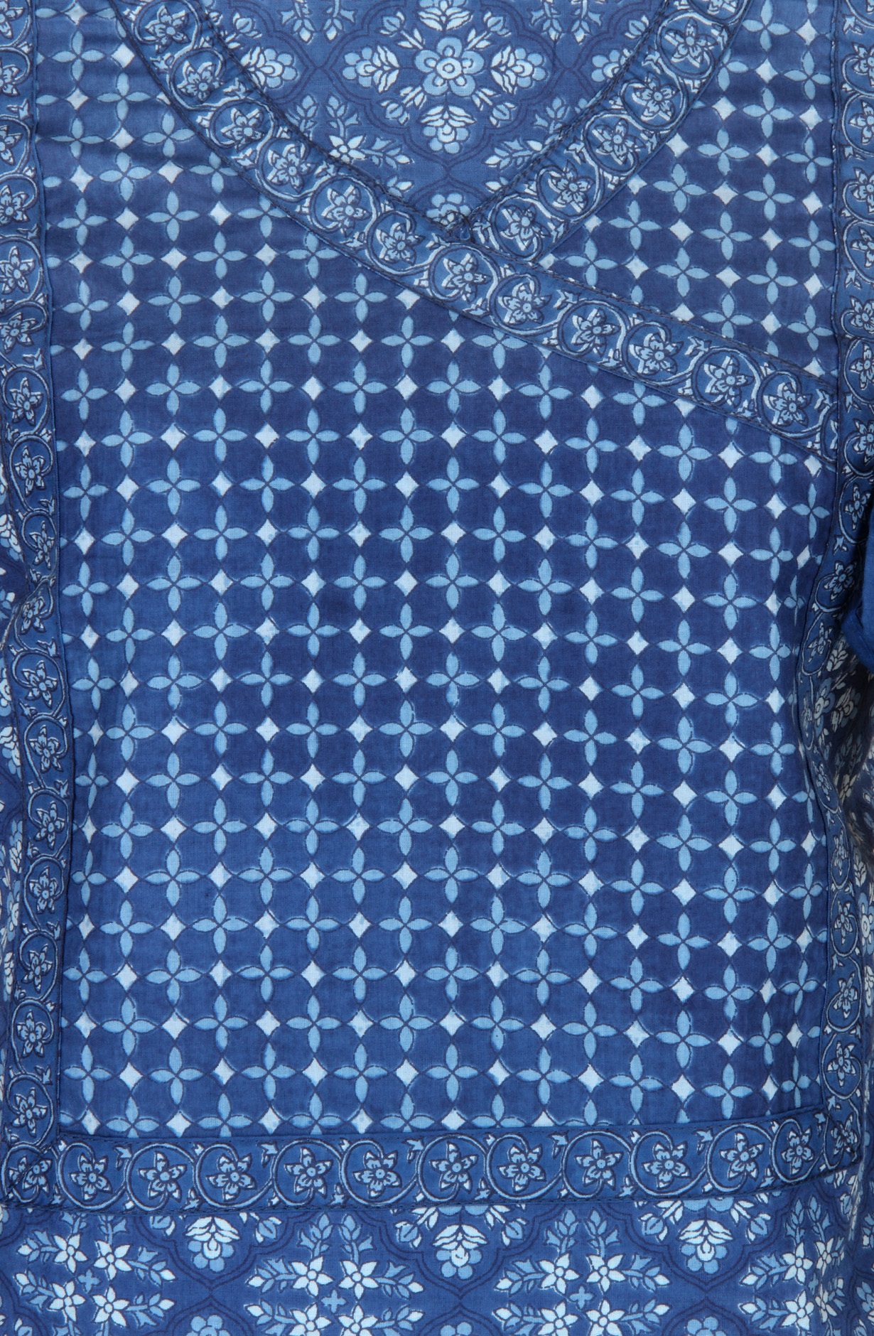 Blue Cotton Angrakha Salwar Suit with Chiffon Dupatta - 693-CP10670