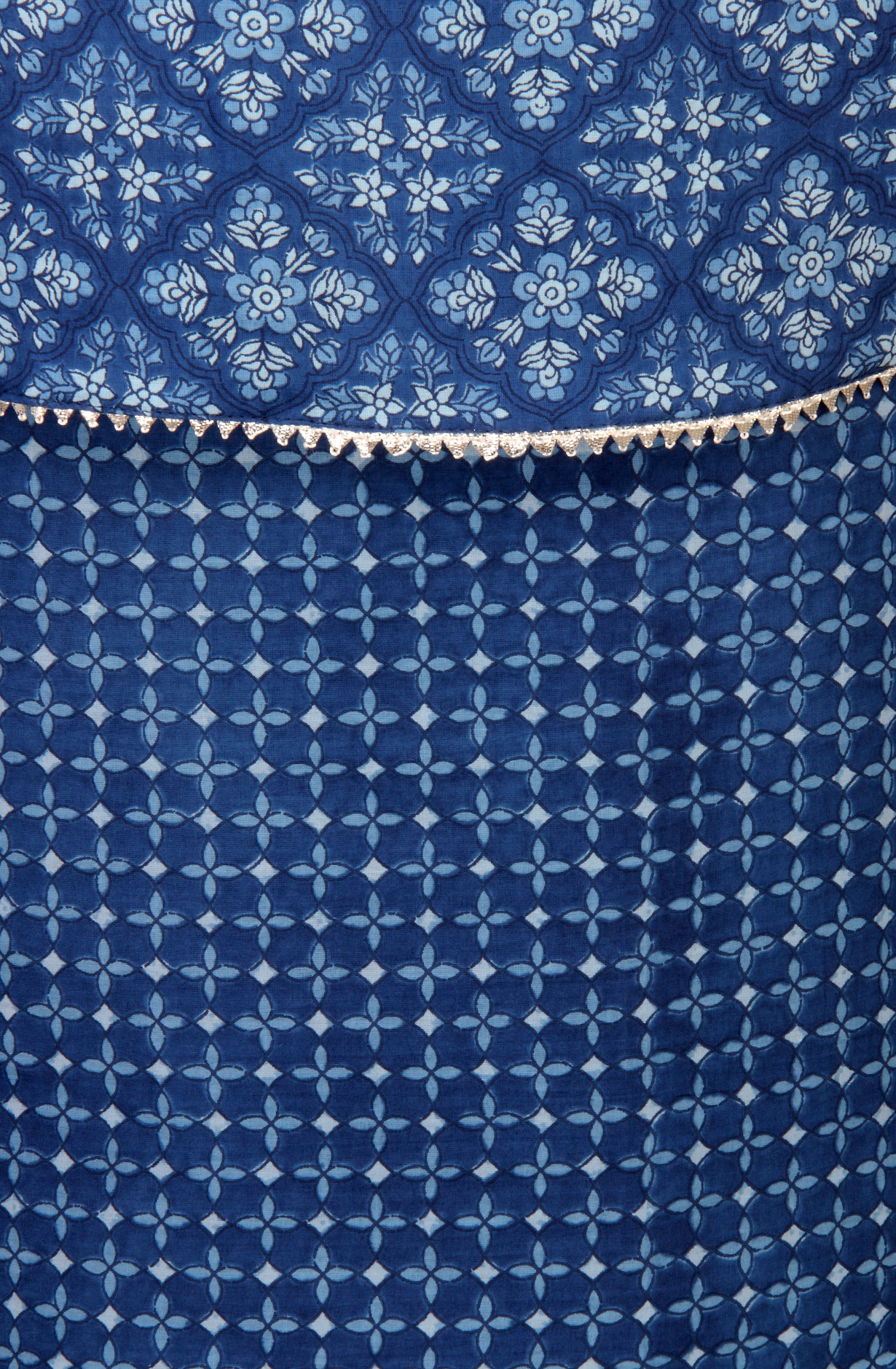 Blue Cotton Angrakha Salwar Suit with Chiffon Dupatta - 693-CP10670