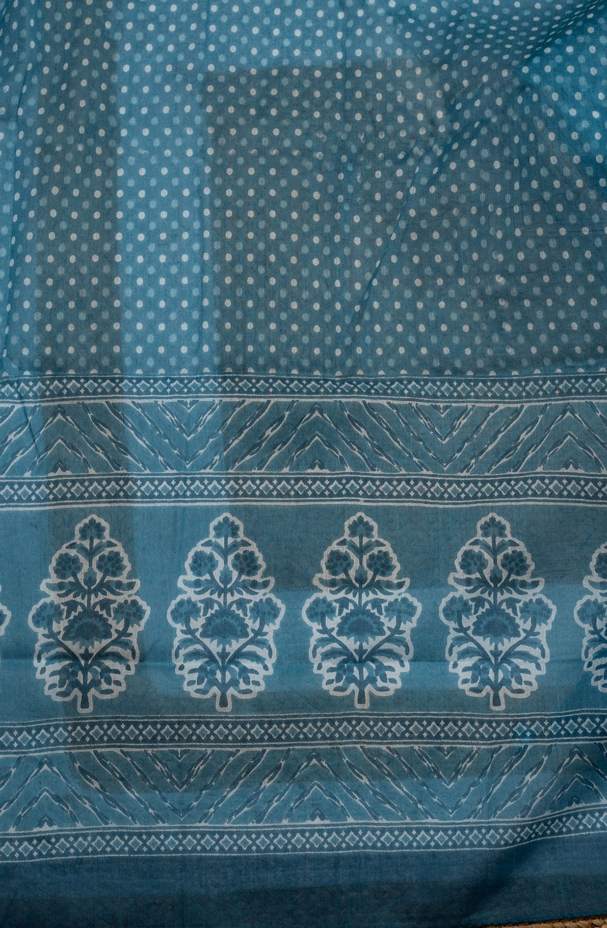 Teal Cotton Printed Salwar Suit Dupatta - 693-JFJ478