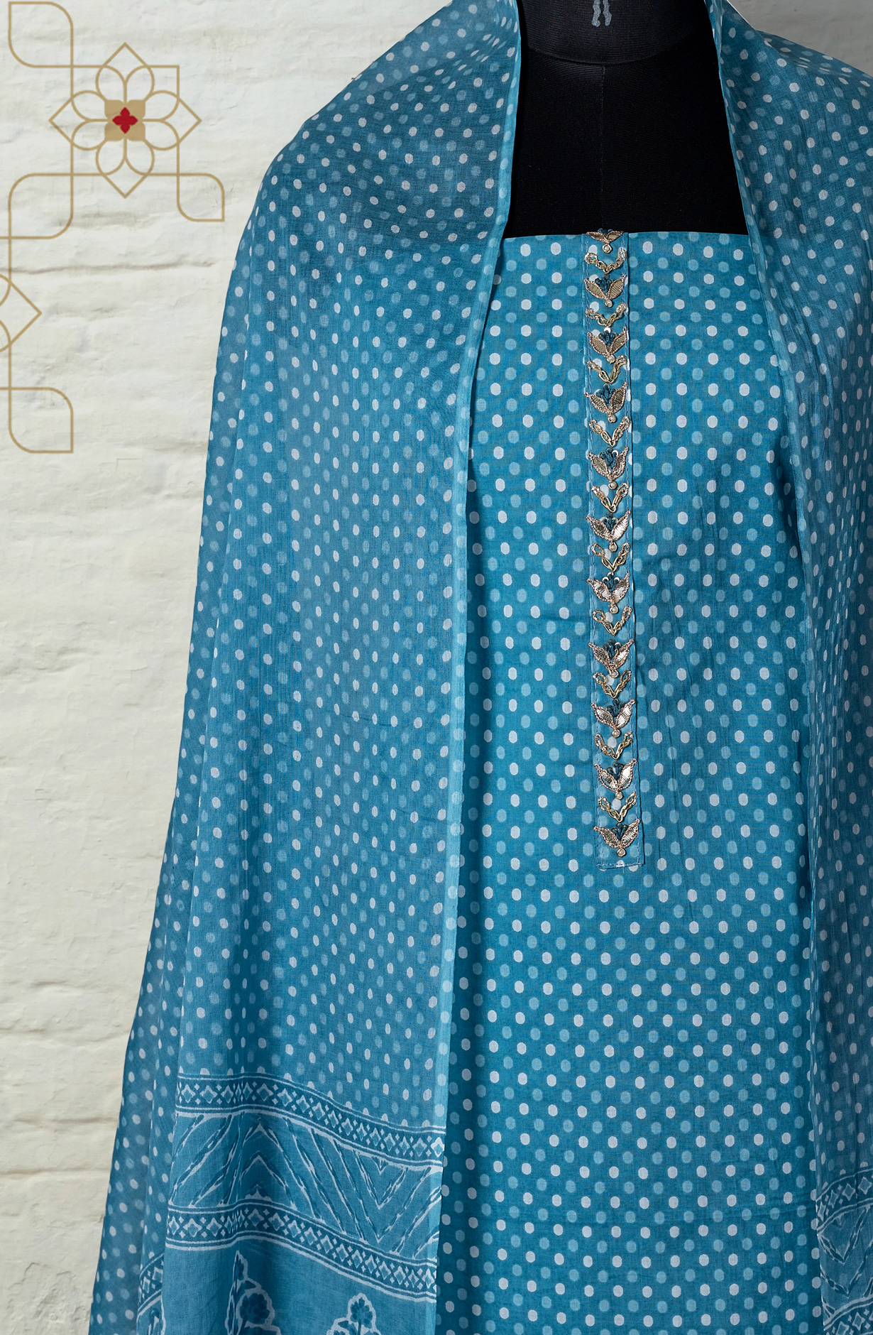 Teal Cotton Printed Salwar Suit Dupatta - 693-JFJ478