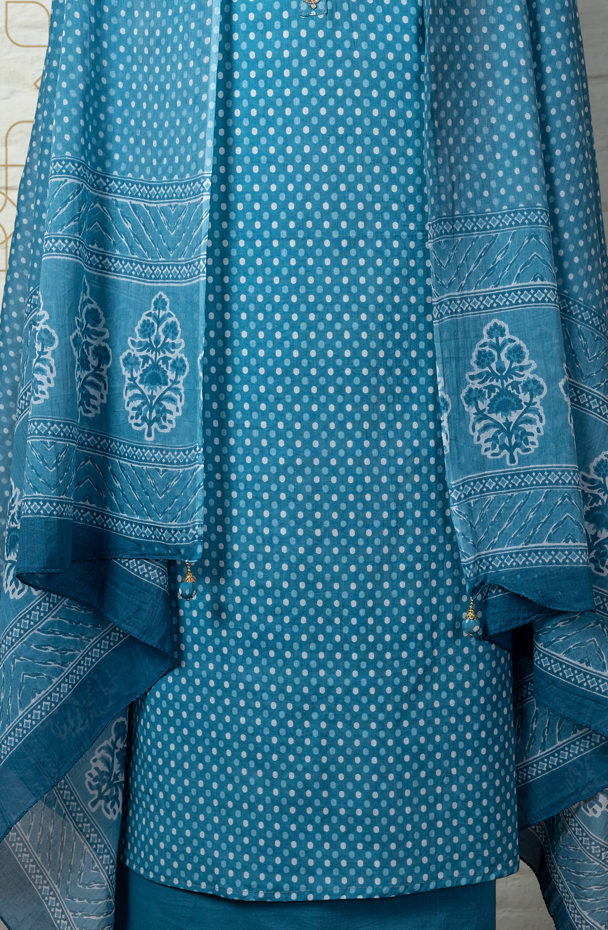Teal Cotton Printed Salwar Kameez Dupatta - 912-AD00232