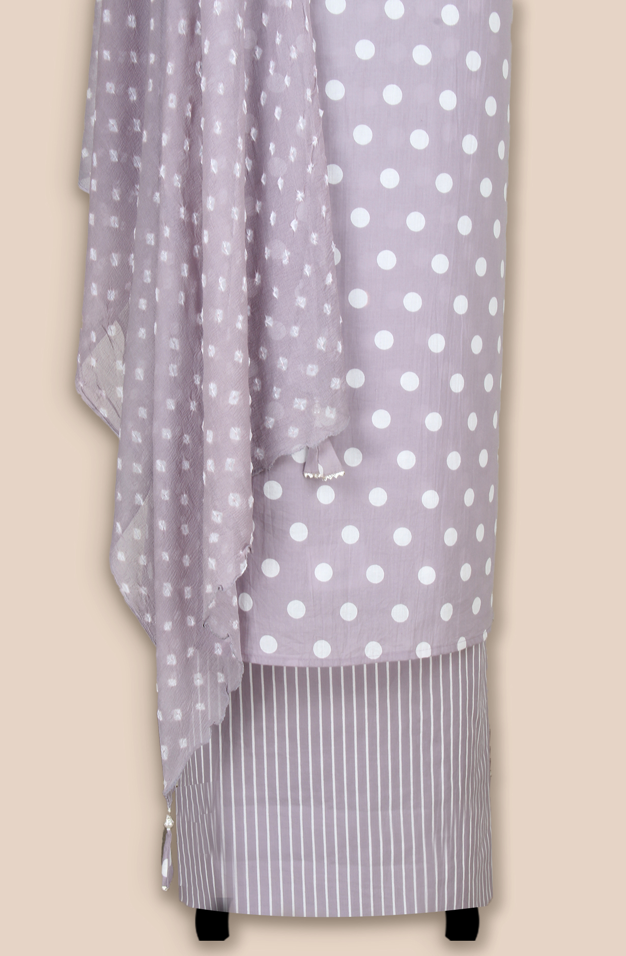 Mauve Cotton Unstitched Printed Suit with Chiffon Dupatta - 693-JFJ747