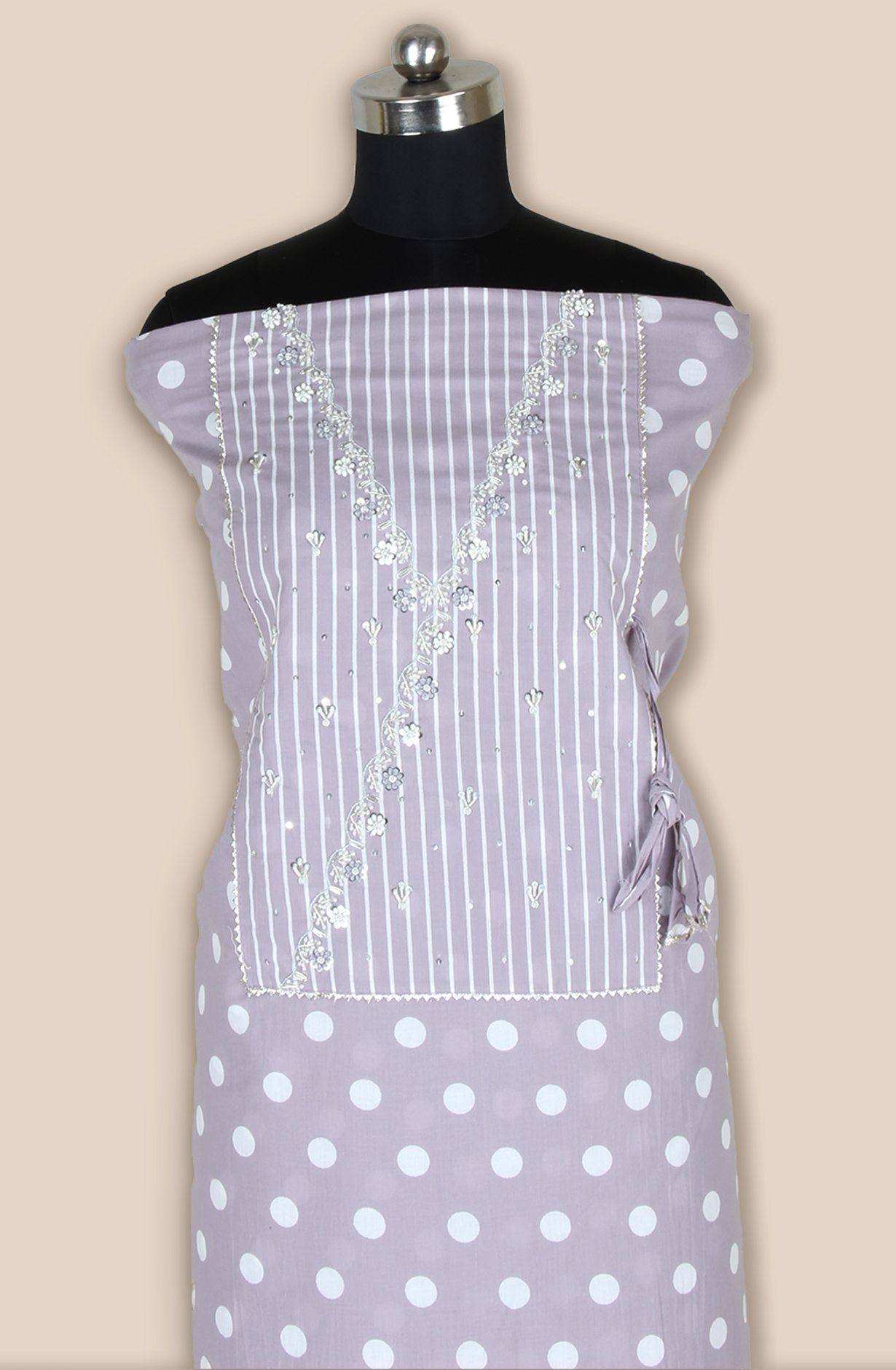 Mauve Cotton Unstitched Printed Suit with Chiffon Dupatta - 693-JFJ747