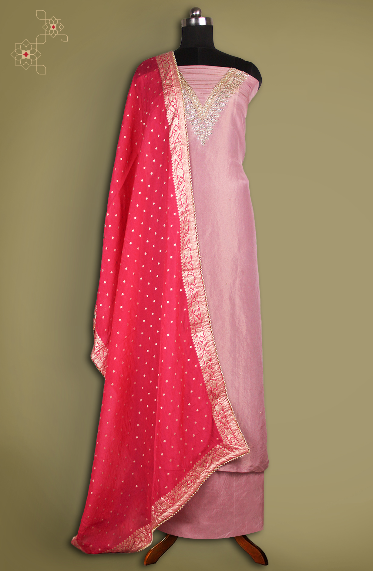 Purple Silk Unstitched Salwaar Kameez with Dupatta- 693-JFJ803