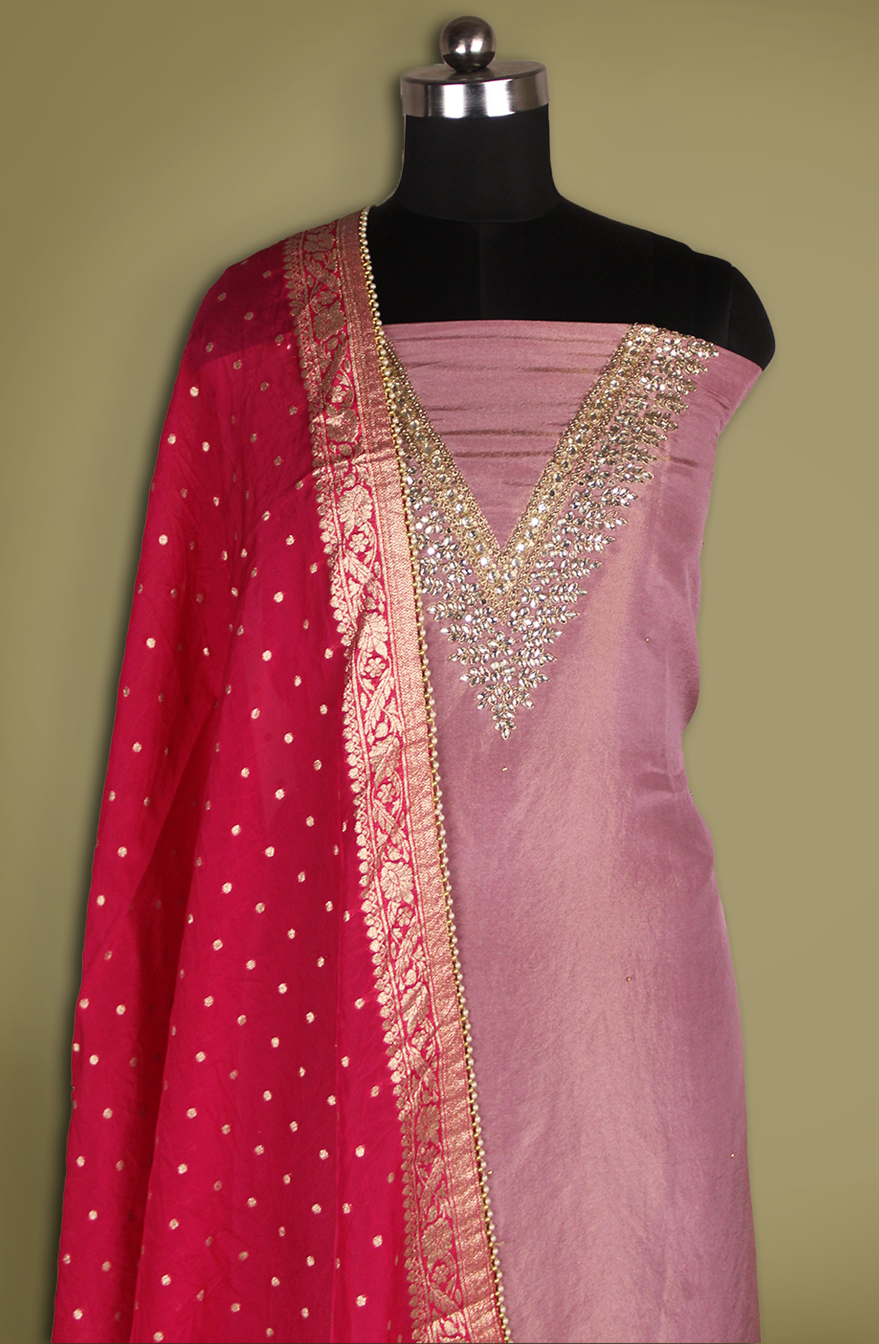 Purple Silk Unstitched Salwaar Kameez with Dupatta- 693-JFJ803
