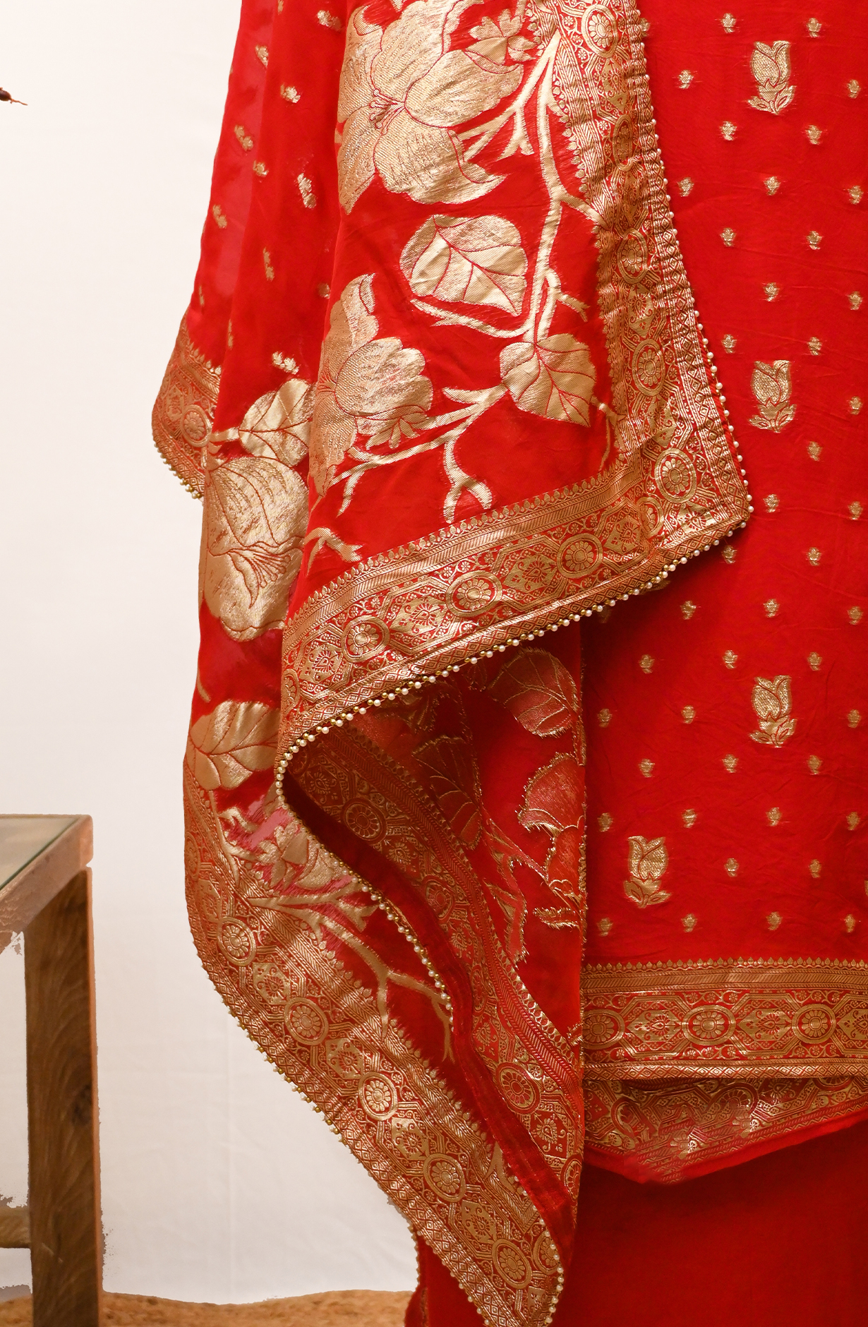 Red Organza Banarsi Suit Set with Beautiful Dupatta - 693-JFJ971