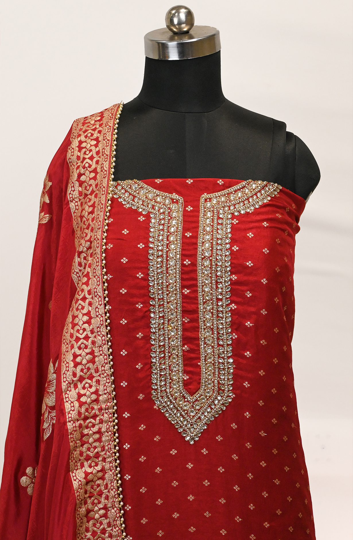 Maroon Banarsi Suit Set with Banarsi Dupatta - 693-JFJ985