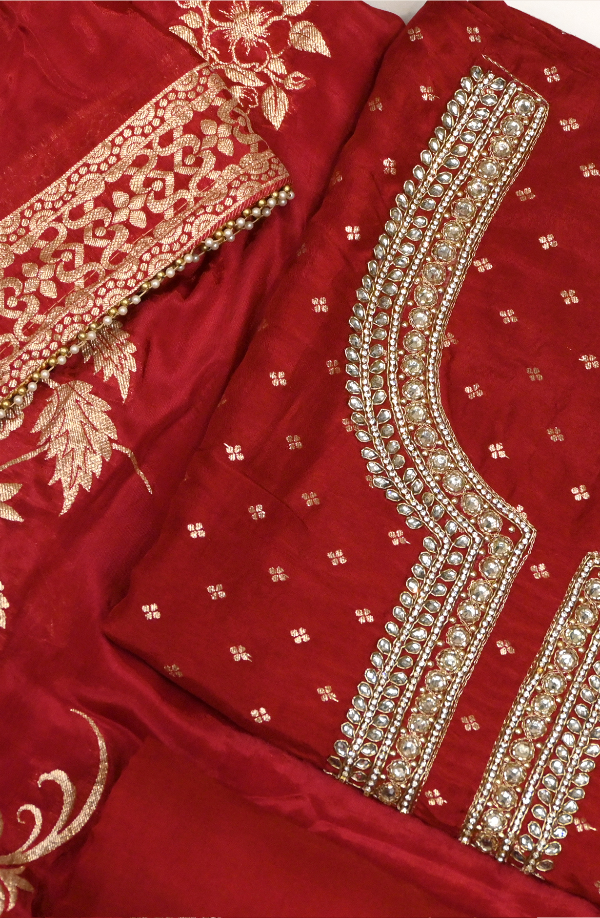 Maroon Banarsi Suit Set with Banarsi Dupatta - 693-JFJ985