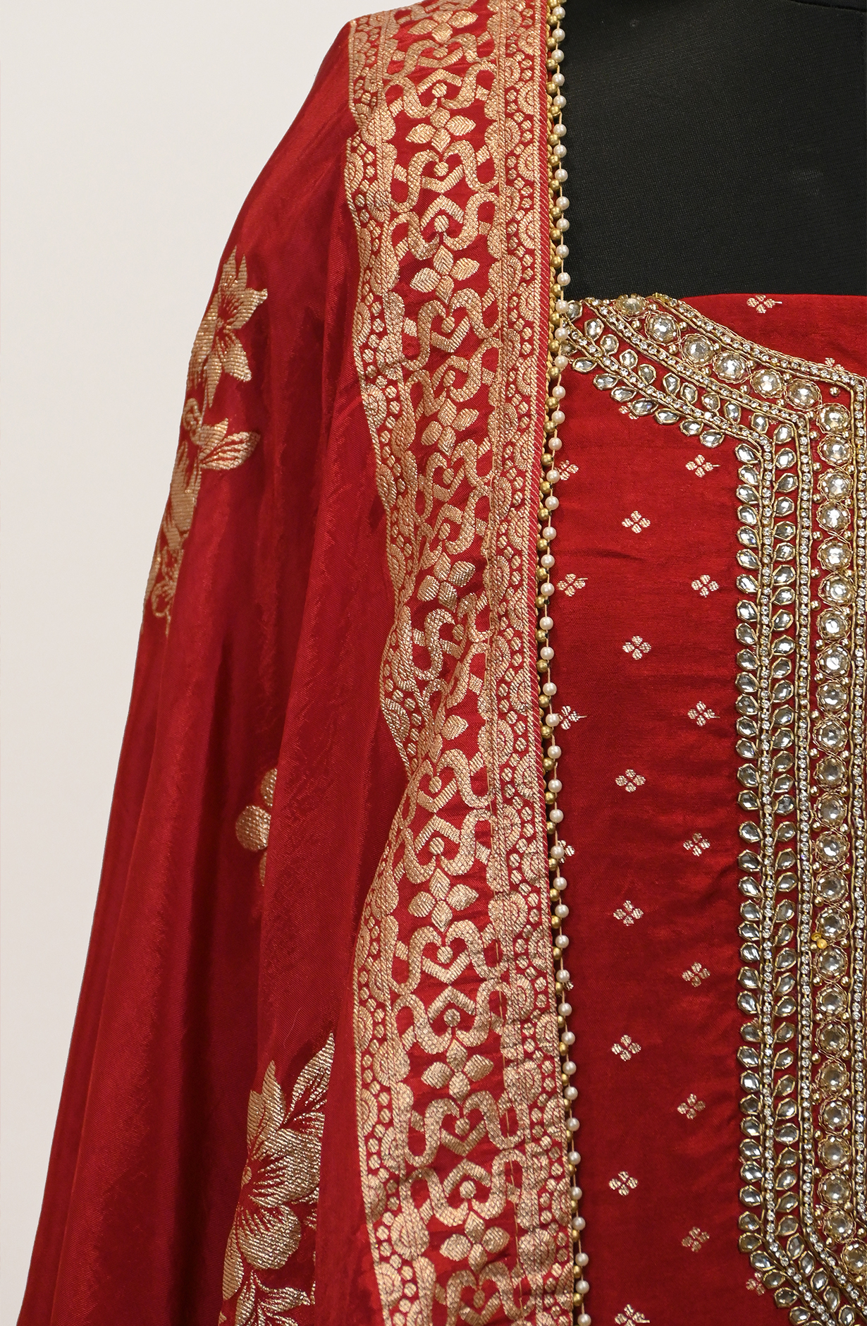 Maroon Banarsi Suit Set with Banarsi Dupatta - 693-JFJ985