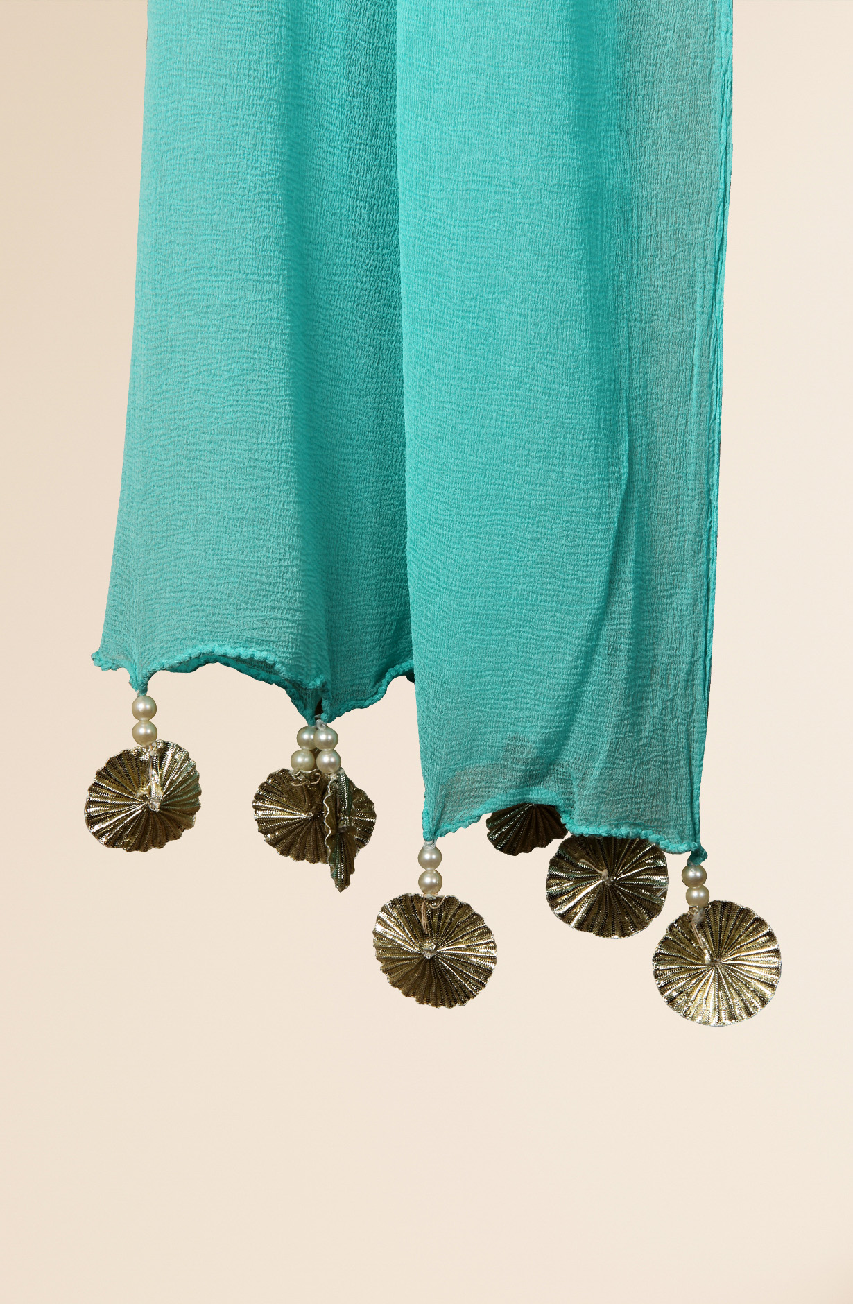 Turquoise Cotton Printed Salwar Suit with Chiffon Dupatta - 693-MSC22419