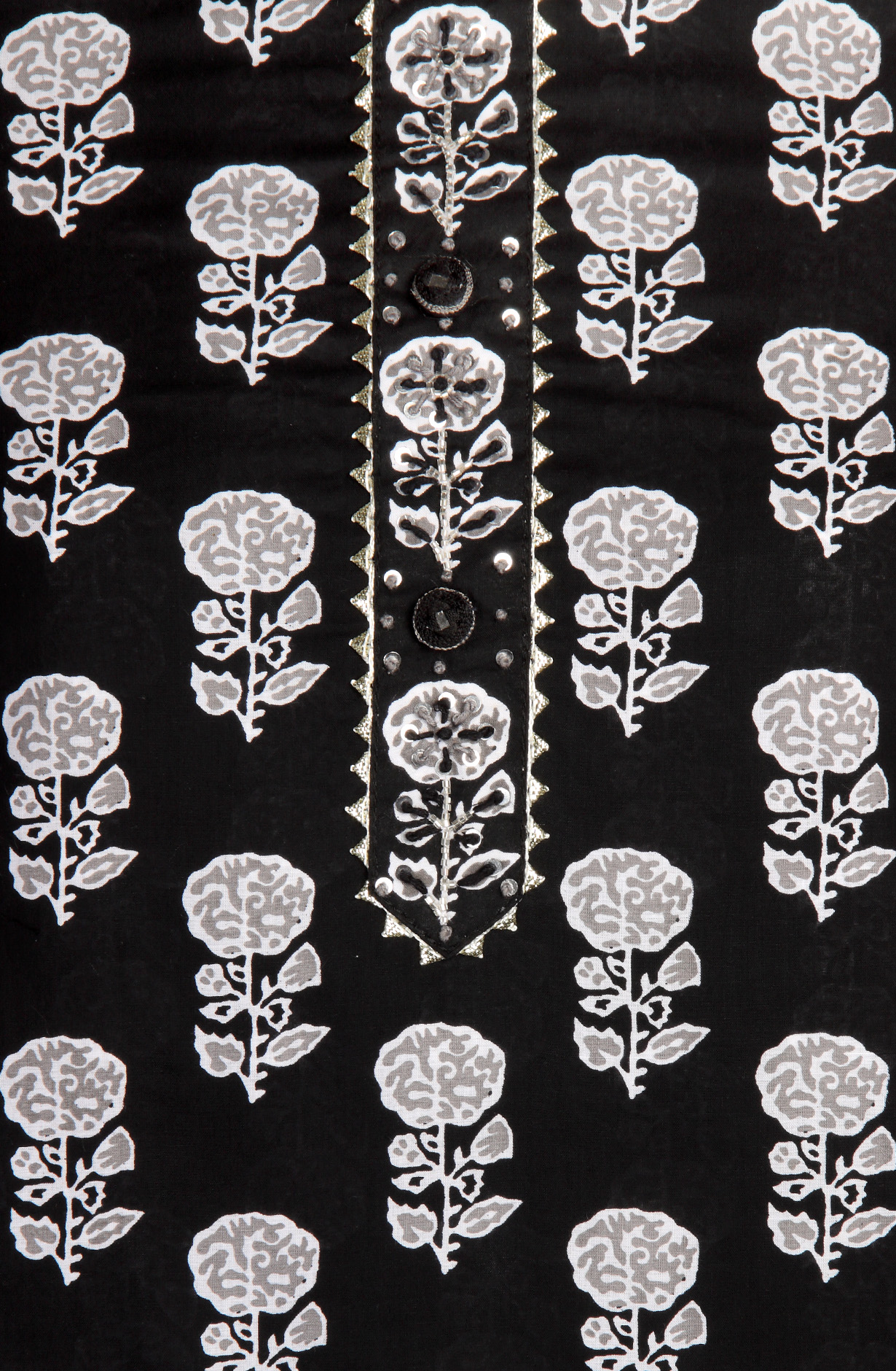 Black Cotton Printed Salwar Kameez with Chiffon Dupatta - 693-MSC22456