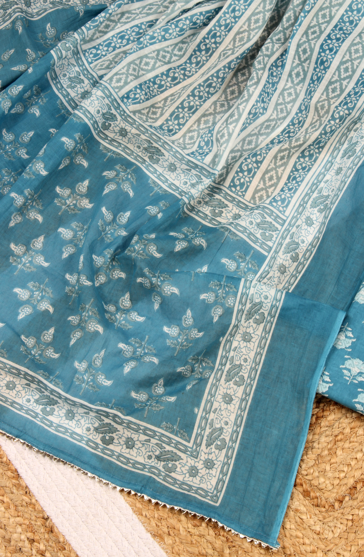 Pastel Blue Cotton Unstitched Printed Salwar Dress Material - 693-MSC22483B