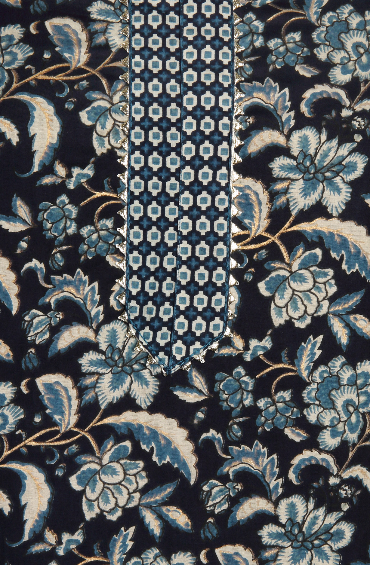 Blue Cotton Printed Salwar Suit with Dupatta - 693-MSC22485