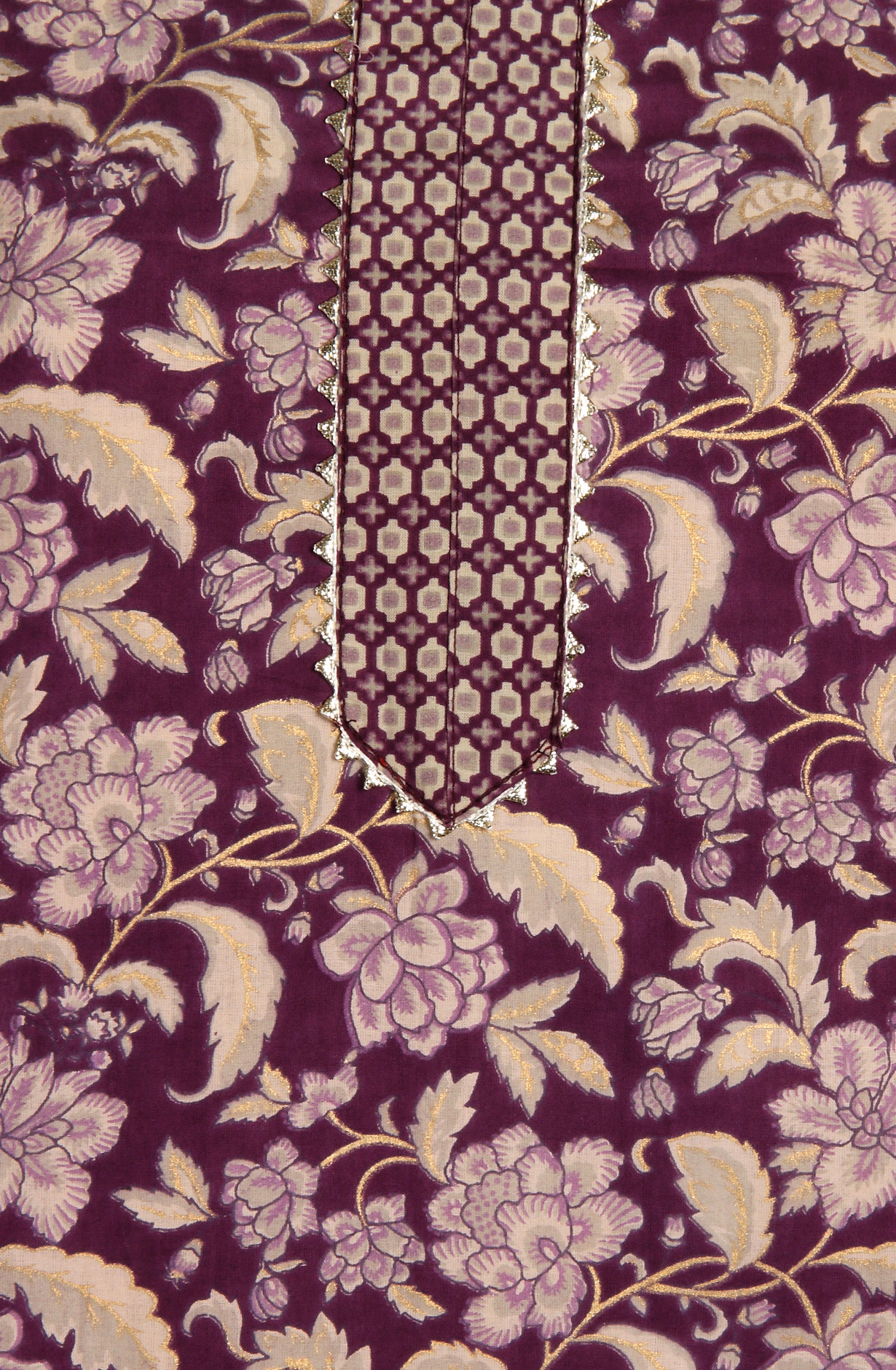 Purple Cotton Printed Salwar Suit with Dupatta - 693-MSC22485A