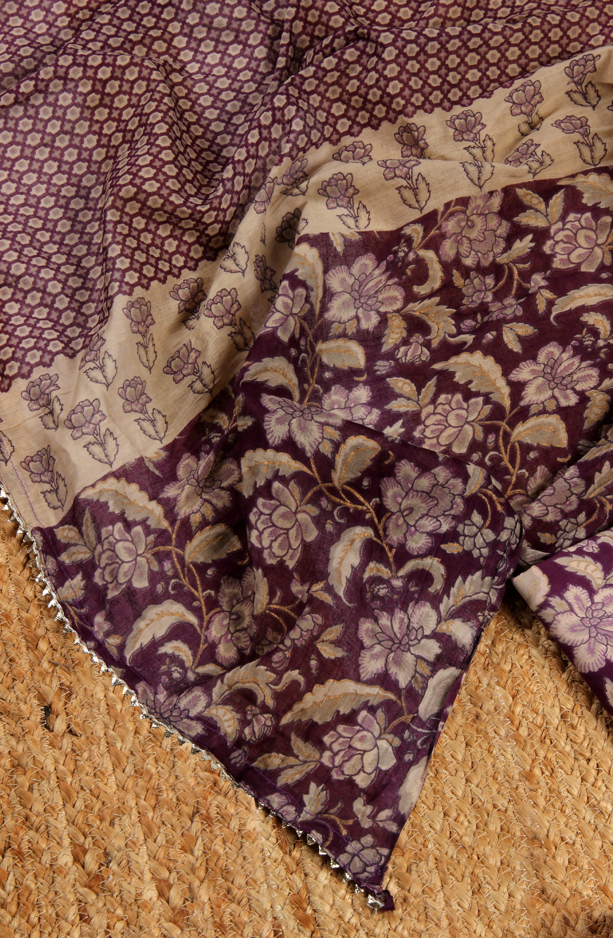 Purple Cotton Printed Salwar Suit with Dupatta - 693-MSC22485A